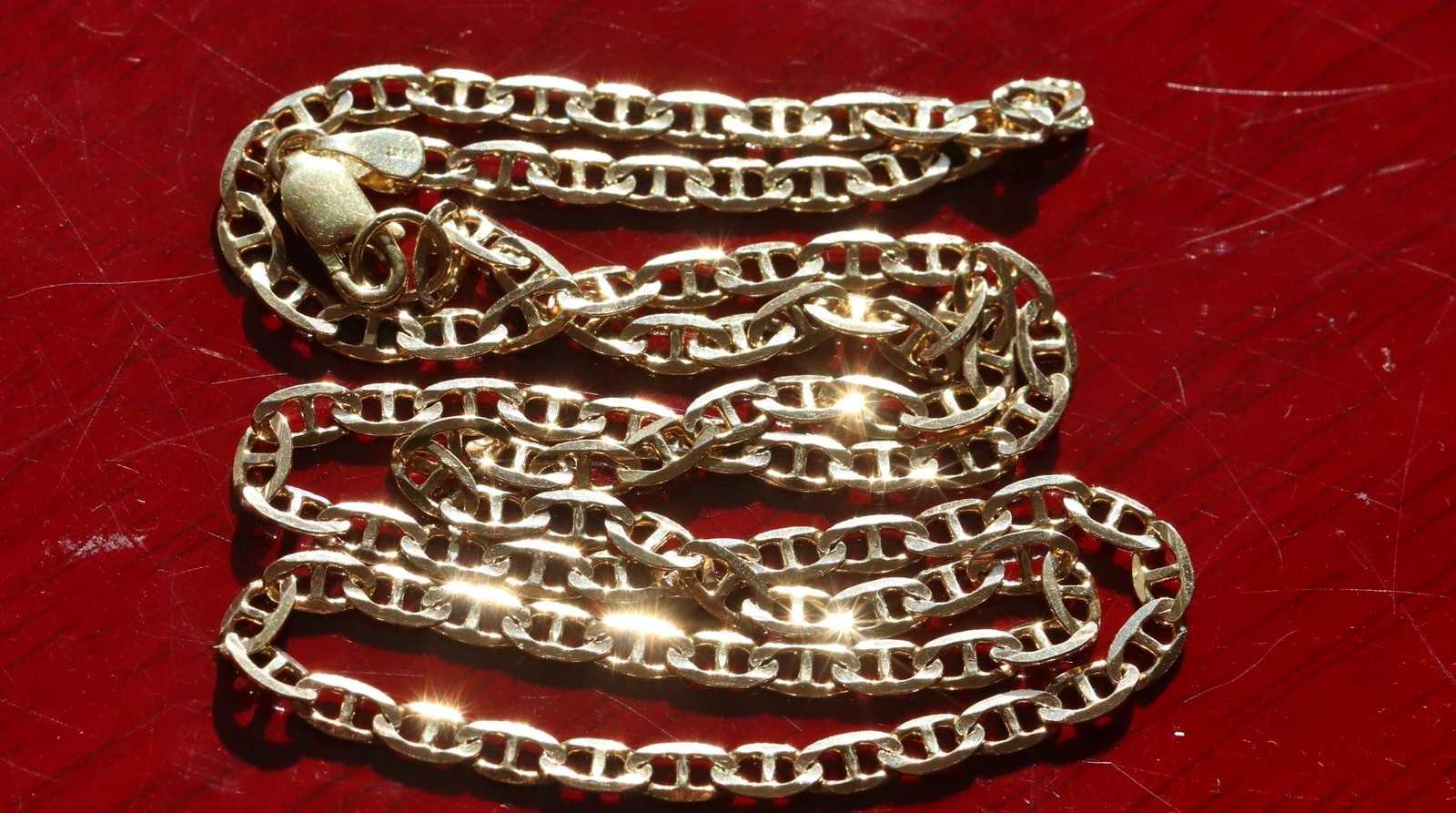 14k yellow gold necklace 19.5″ anchor / mariner link chain vintage 7.67gr N3502
