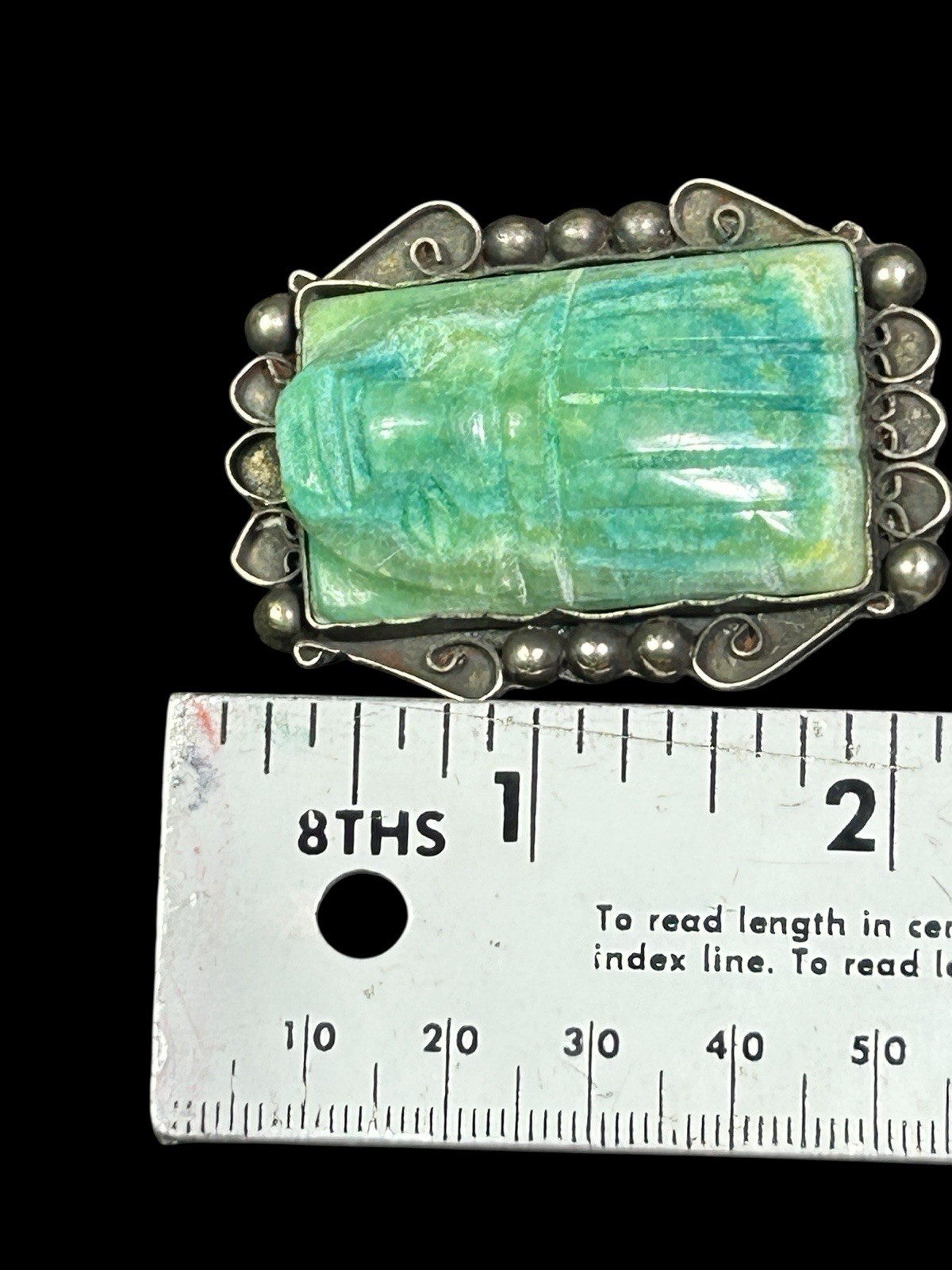 Pre Columbian Style Brooch Mexican Silver