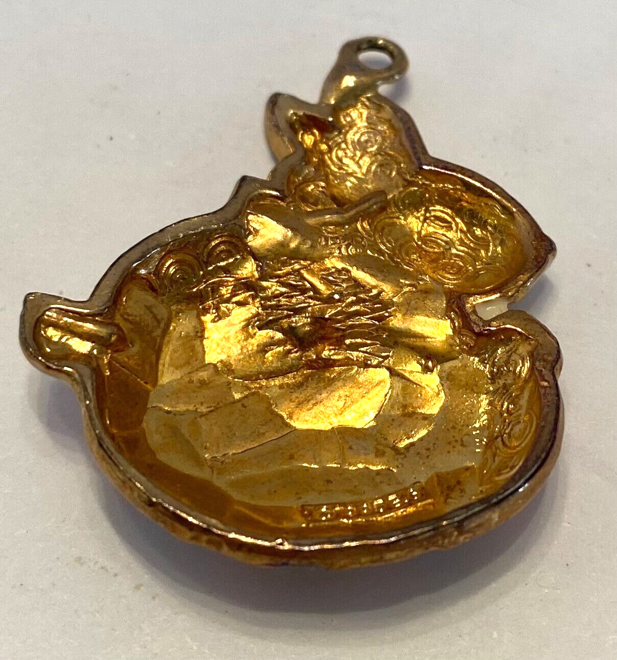 Vintage Gold Tone/Enamel Blue/Pink/Ivory/Red Bunny/Easter Egg 1.5 Inch Pendant