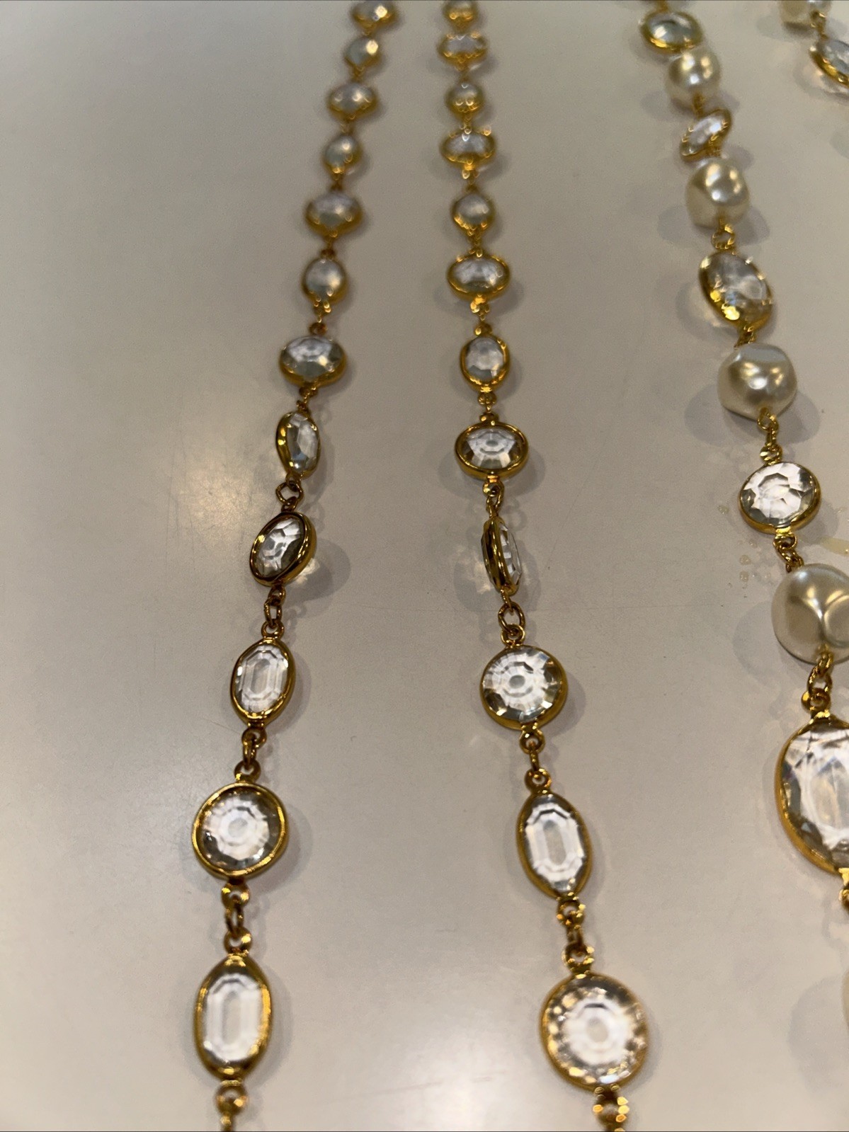 Vtg 2 Faceted Crystals & Baroque Pearls 34” Necklaces WOW
