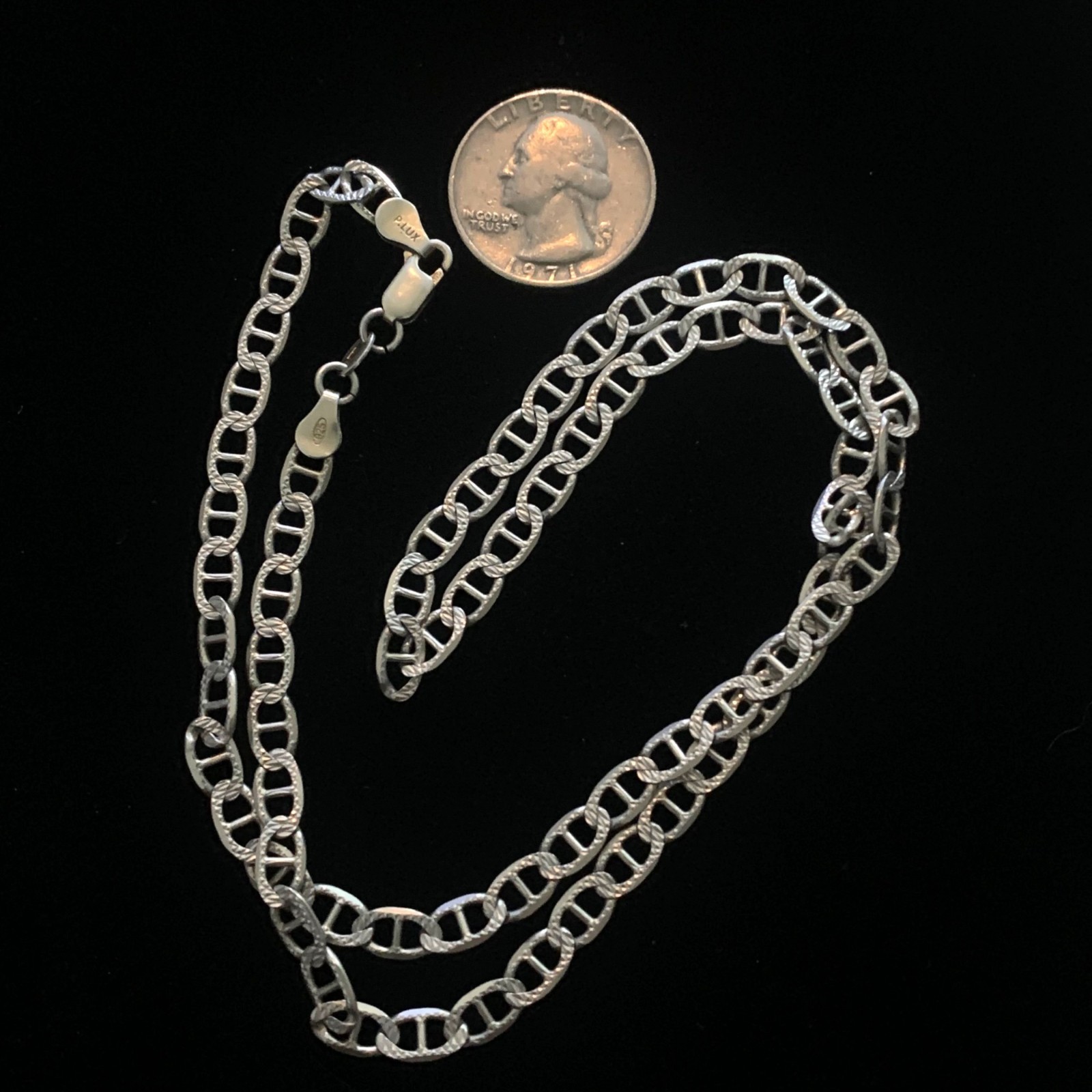 Vintage 925 Italy Sterling Silver Anchor Mariner Chain Necklace 22″ 5.2 mm 0249
