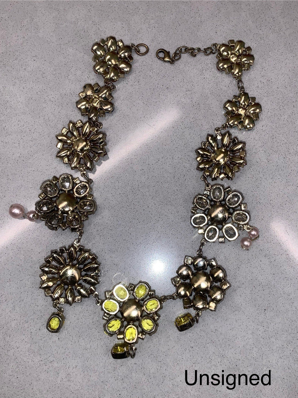 Multi Flower Crystal Colorful Floral Festoon Bib Necklace