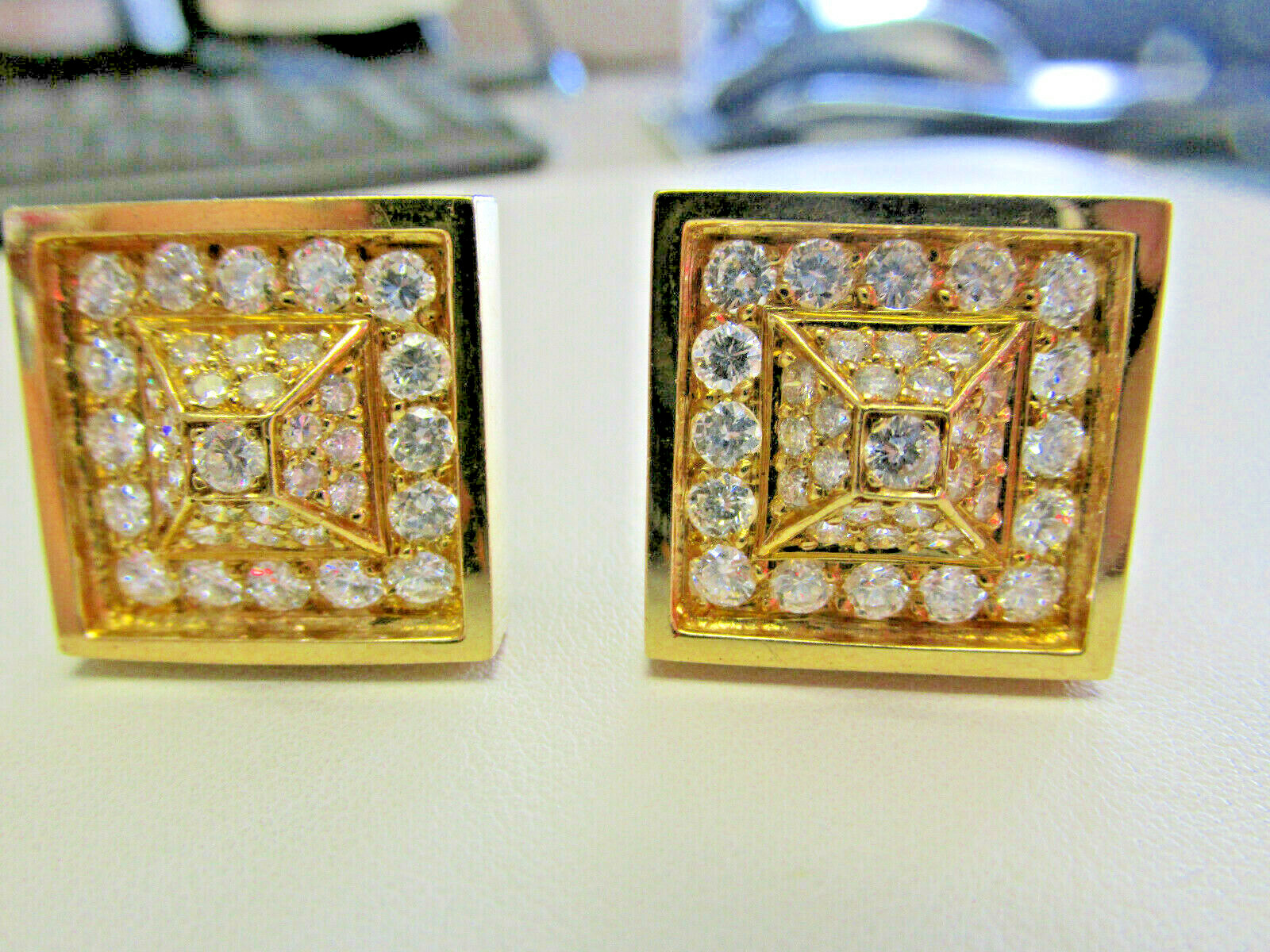 5.00 ctw VVS1 VS1 Diamond Earrings 18k Gold Heavy Duty Omega Backs MAKE OFFER