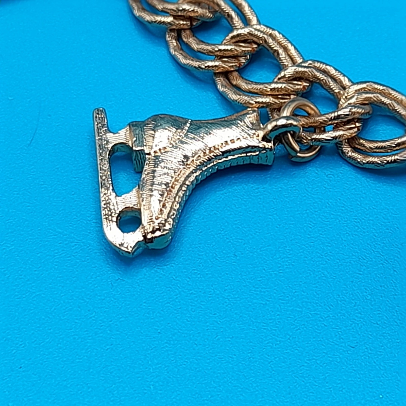 Vintage Monet Charm Bracelet Sports Theme Gold Tone Sister Clasp