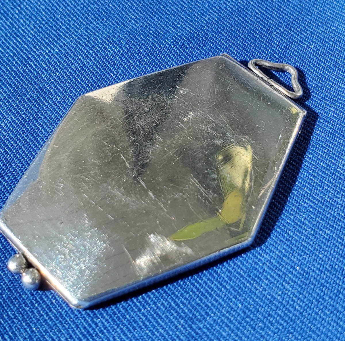 ORIGINAL Antique Deco STERLING SILVER 925 Pendant Vintage Hexagon Lozenge Locket