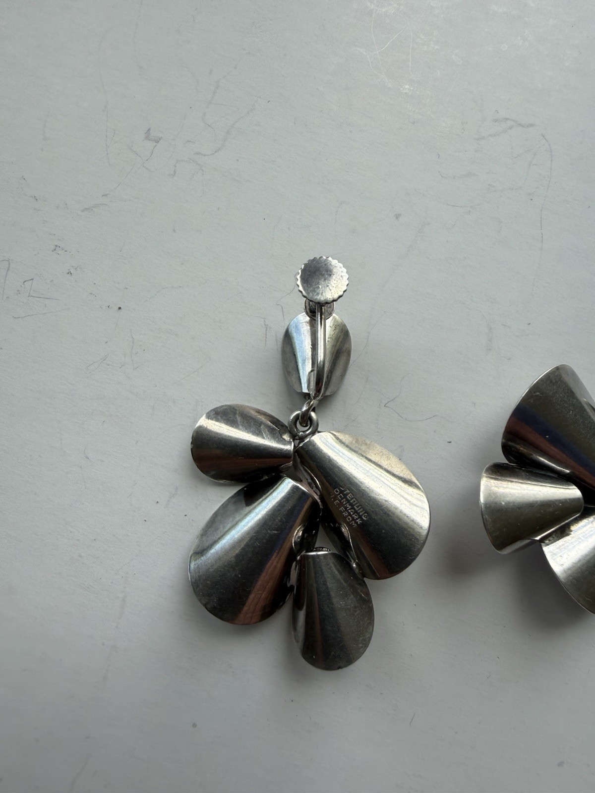 STERLING SILVER N.E. FROM DENMARK EARRINGS SIGNED SCREWBACK VINTAGE