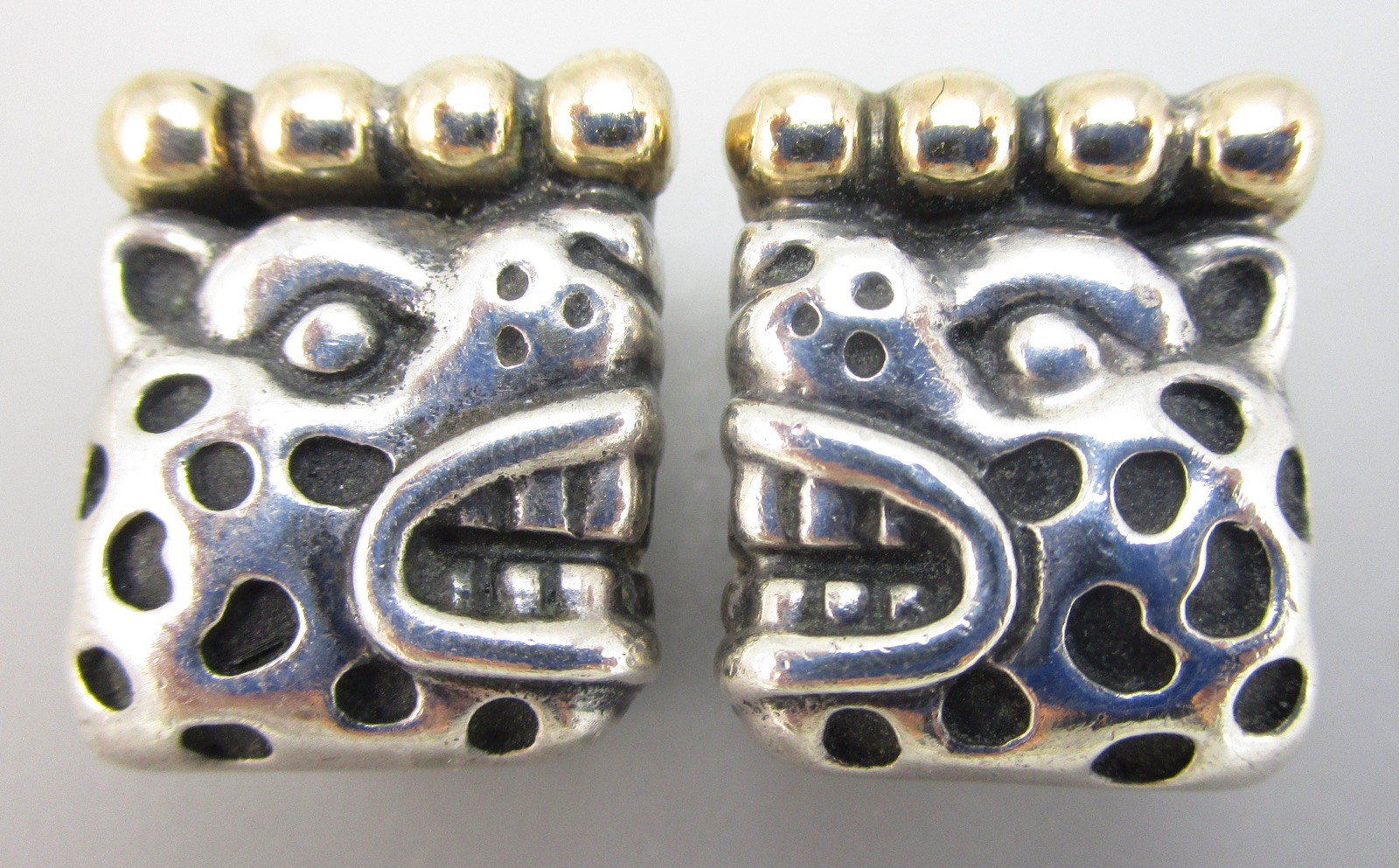 LOVELY DIAN MALOUF STERLING SILVER 14K JAGUAR CLIP ON EARRINGS 19.4G