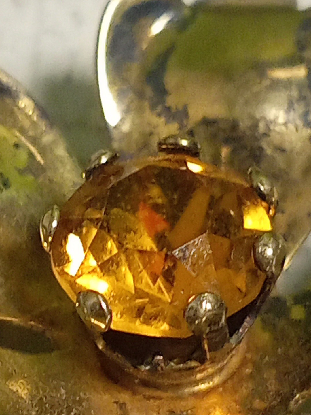 Gold Over Sterling Silver 1930’s-1950’s Broach Pin With Orange Unknown Gemstone!