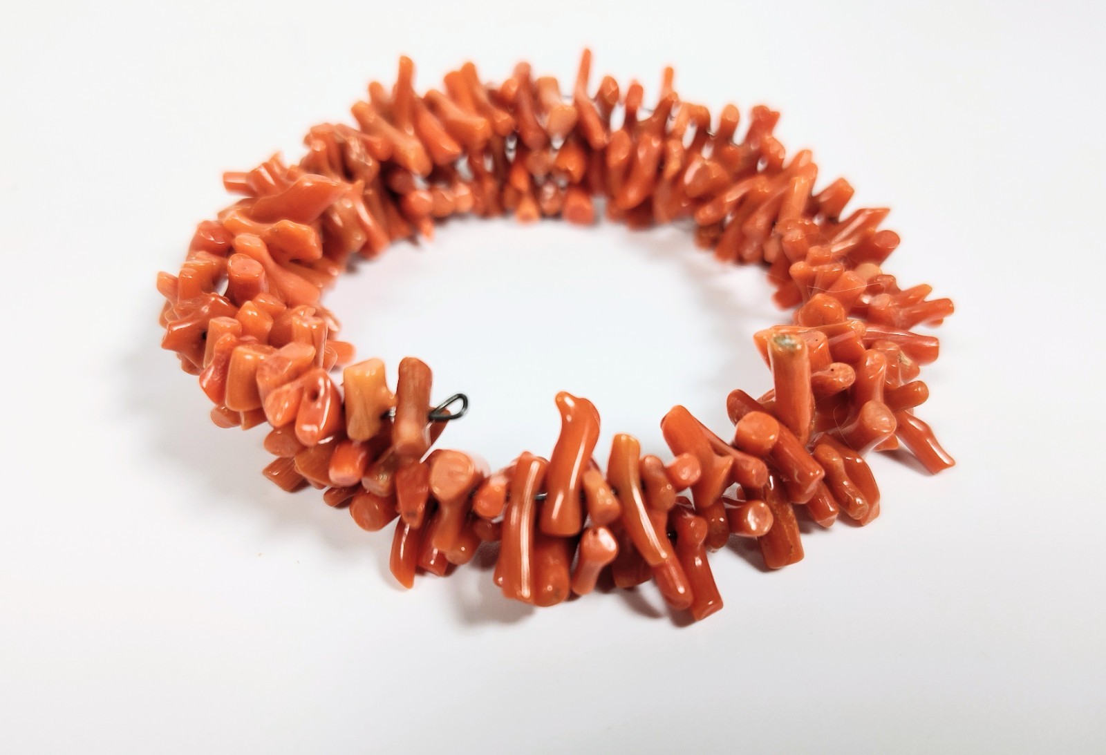 Vintage 1970’s Natural Orange Red Coral Stick Branch Wrap Bracelet