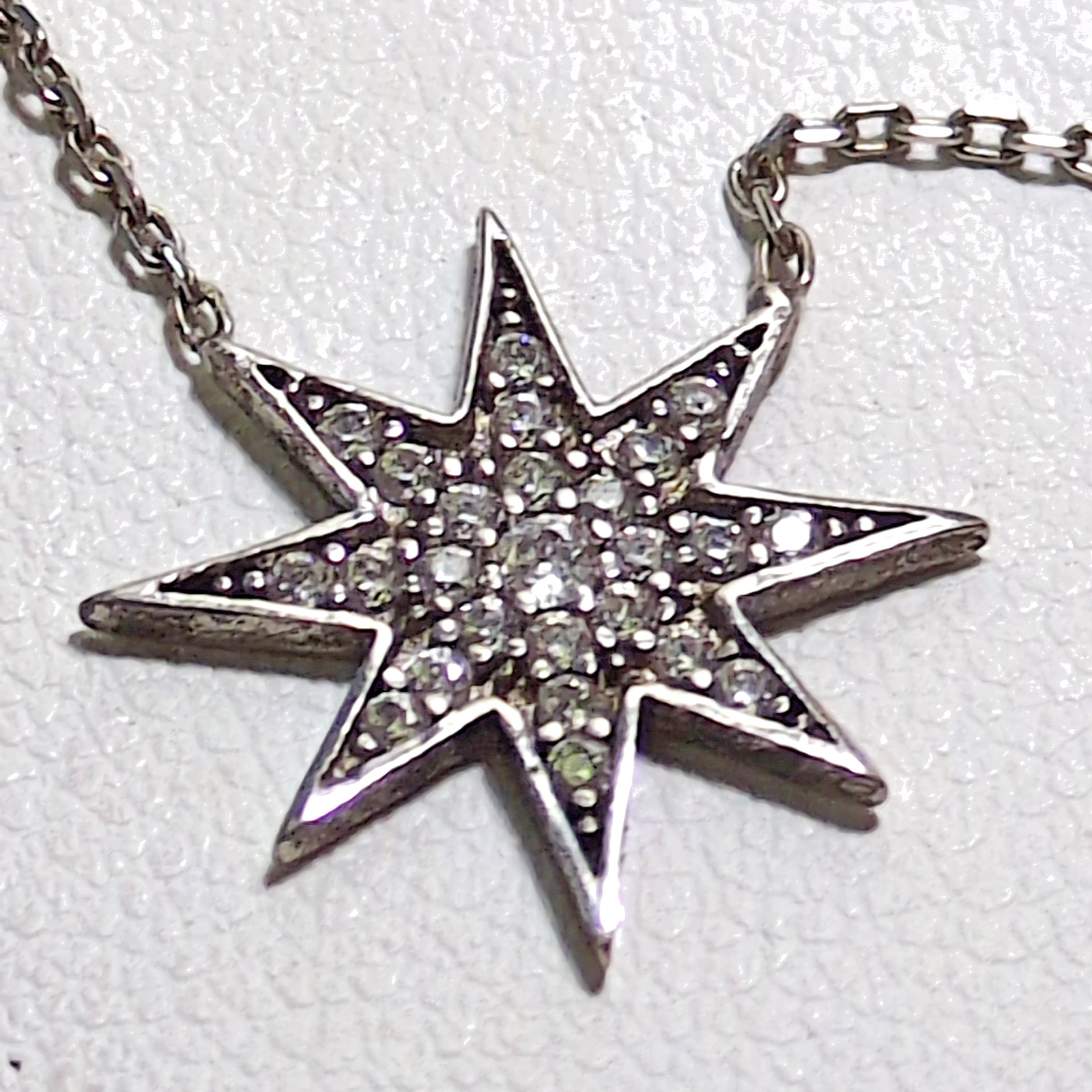 Celestial 925 Silver Crystal North Star Double Layered Chain Necklace 14-16″