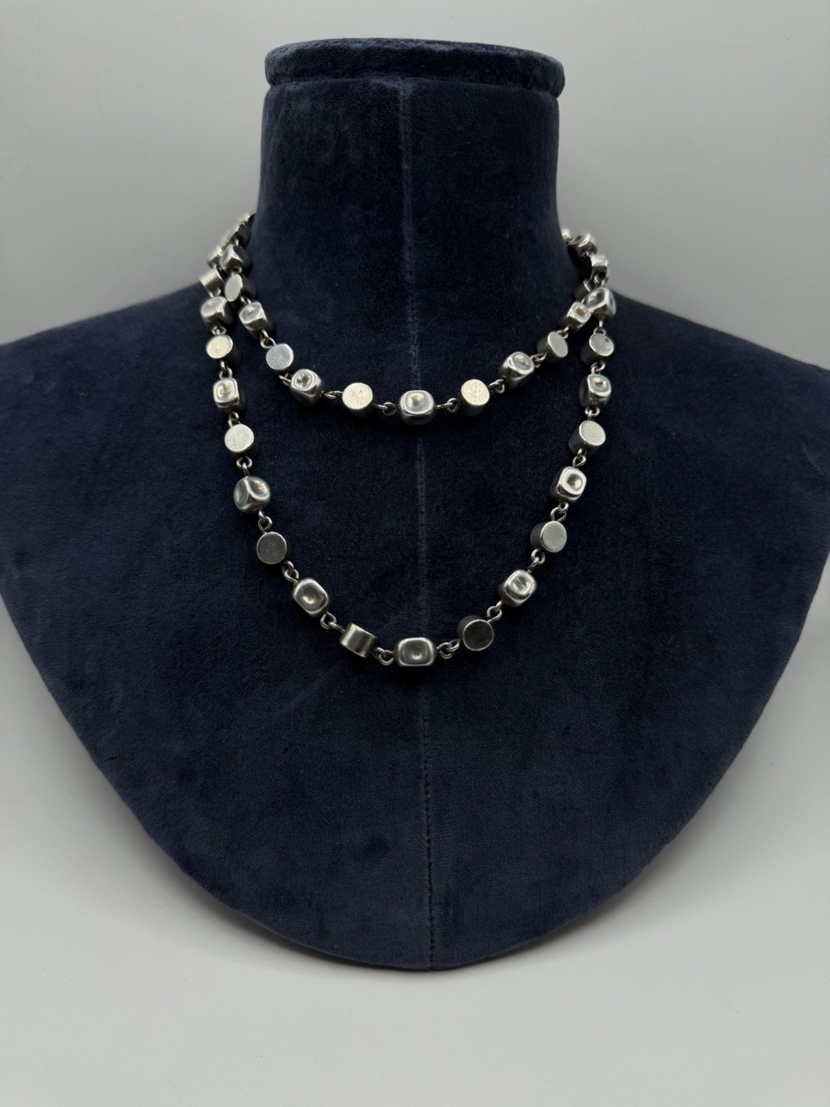 Vtg Brenda Schoenfeld 1995 Sterling Silver 925 MEX Designer Modernist Necklace