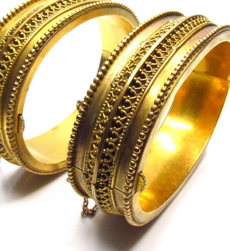 Victorian Gold Filled Etruscan Revival Bracelet Lot of 2 SET