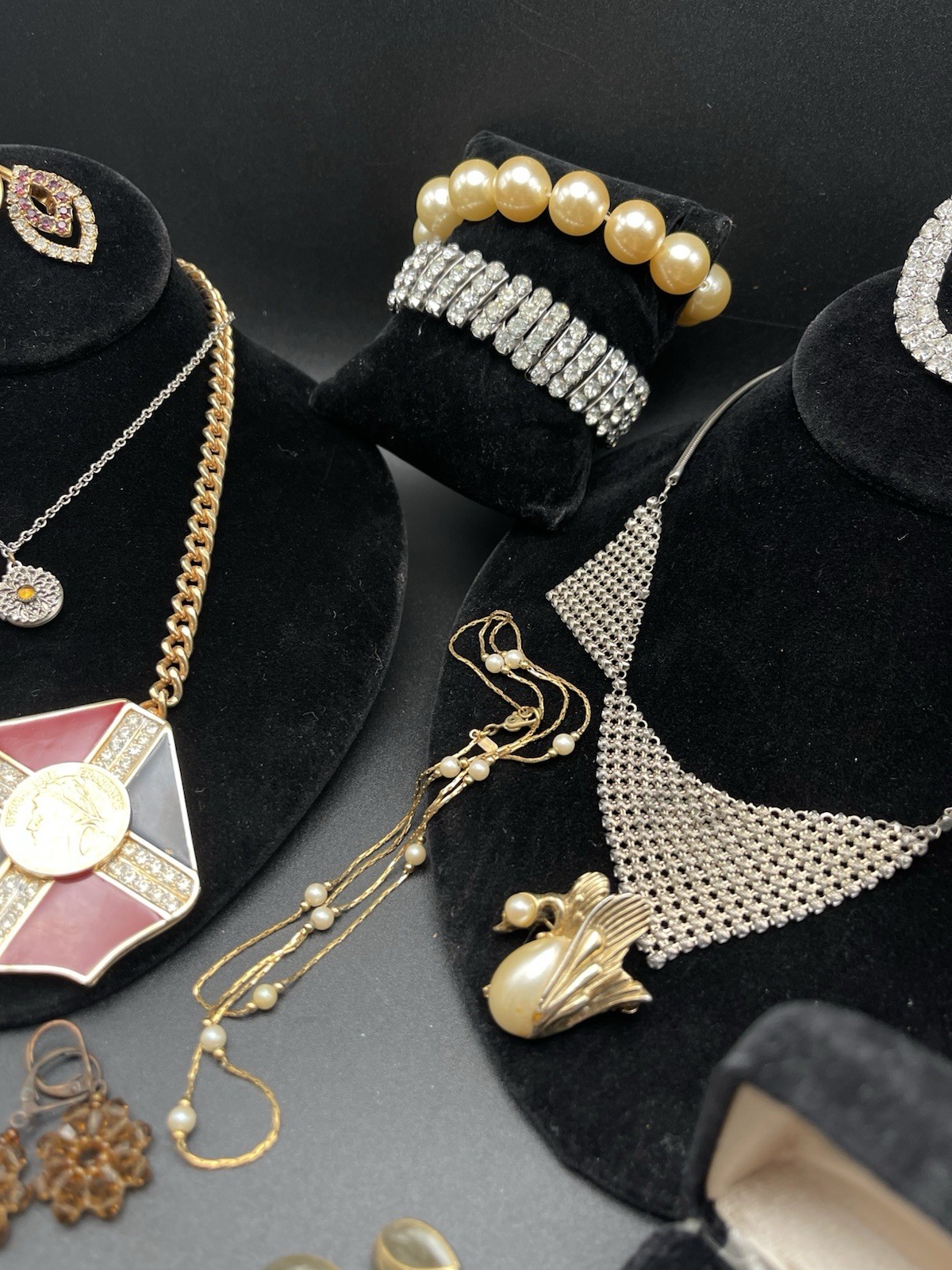 🔥 VTG Statement Jewelry Lot Rhinestones Bracelet Necklace Brooch Earrings