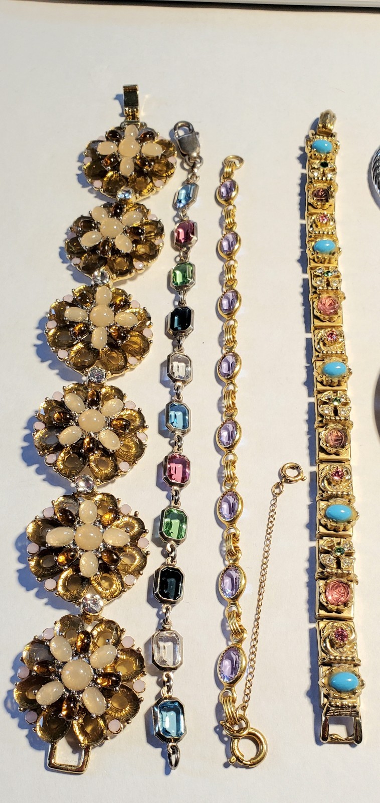 Vintage Bracelet Lot Of 6, Different Makers, Styles, Composition, Ages, Color