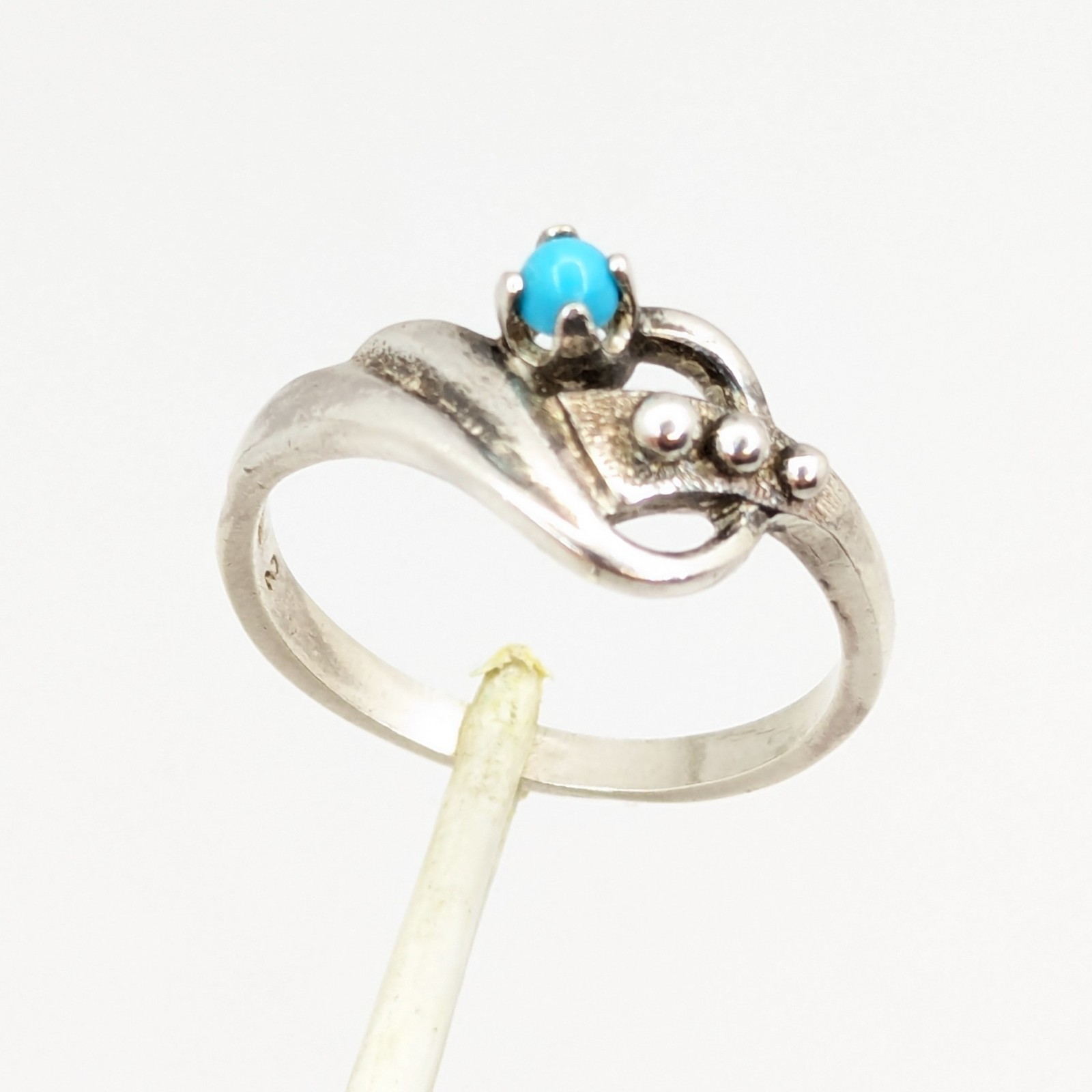 Vintage Soviet RING Silver⭐925 mark USSR with Turquoise-size: 8.5US (18.5mm) #19
