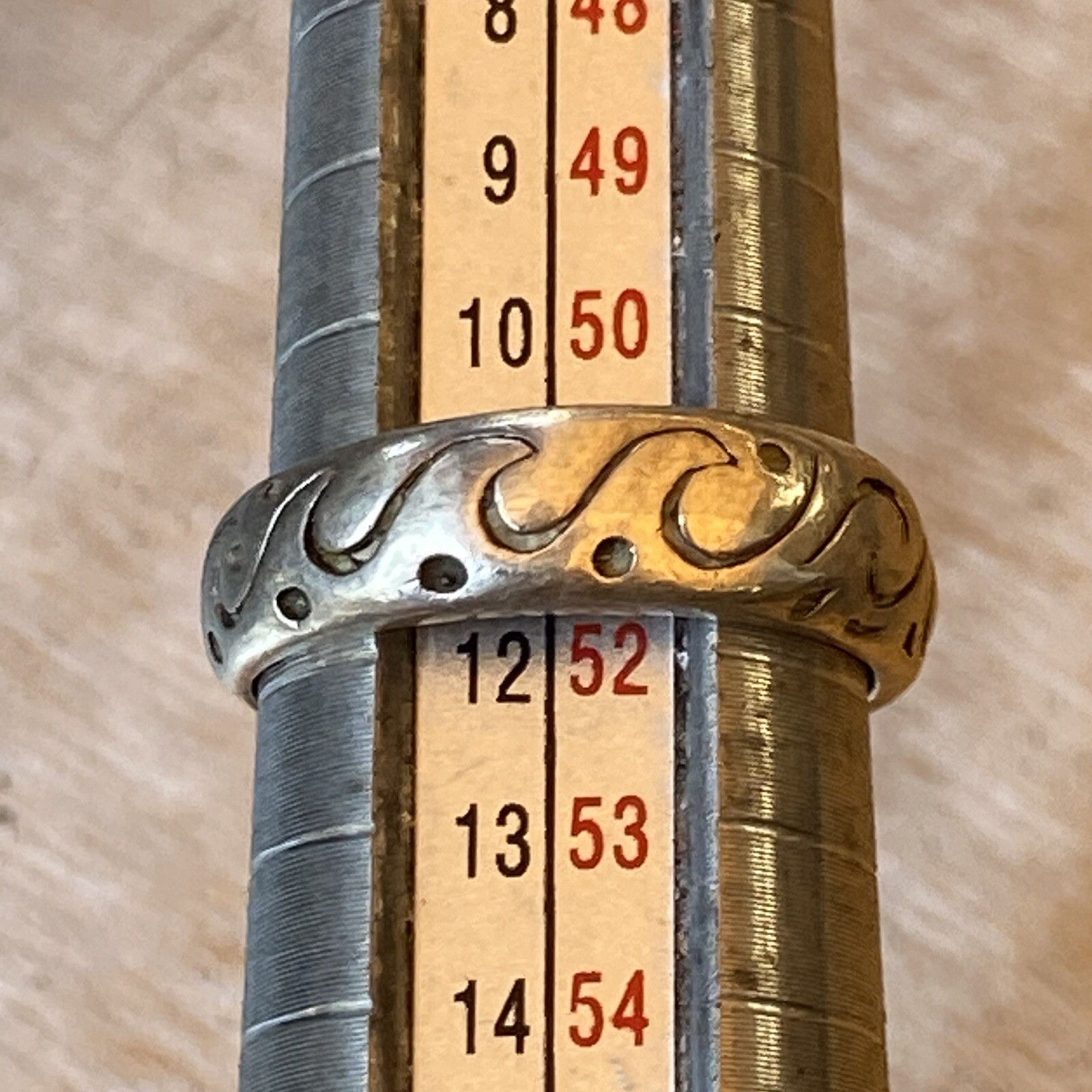 Vintage NF Signed Sterling Silver 925 Oxidized Wave Swirl Band Ring Size 5.75