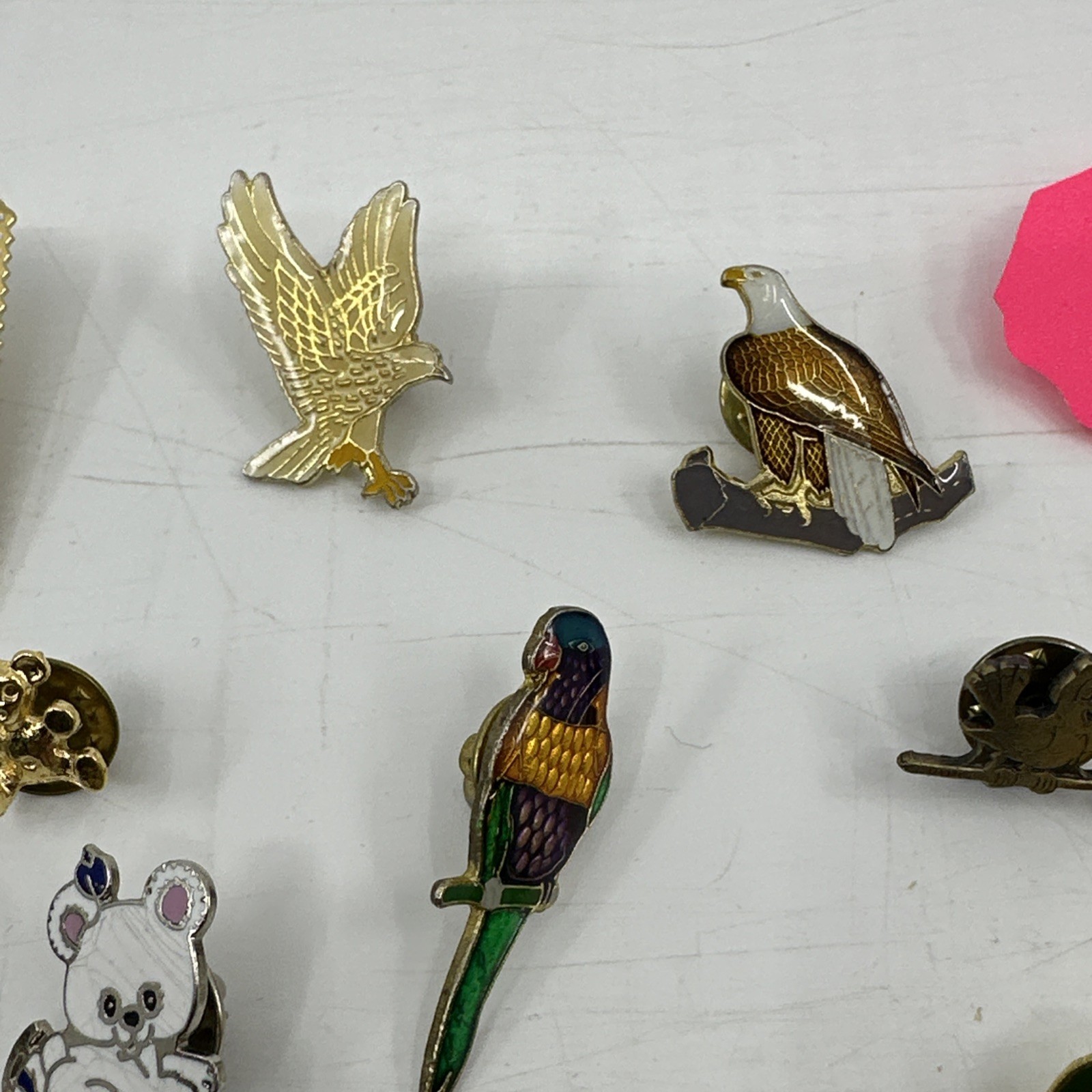 Vintage Animal Enamel Pin Lot Birds Panda Wildlife Cloisonne Gold (PIN-1)