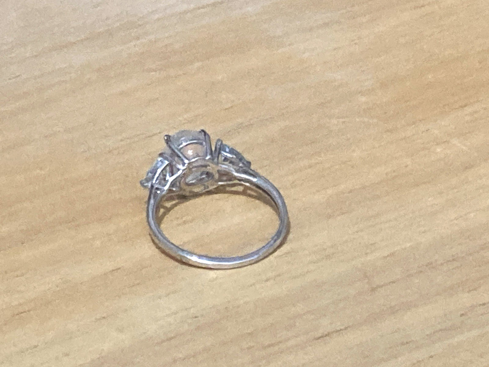 Vintage Sterling Silver Ring Moonstone Aquamarine/Blue Topaz? 925 7.5 AS IS