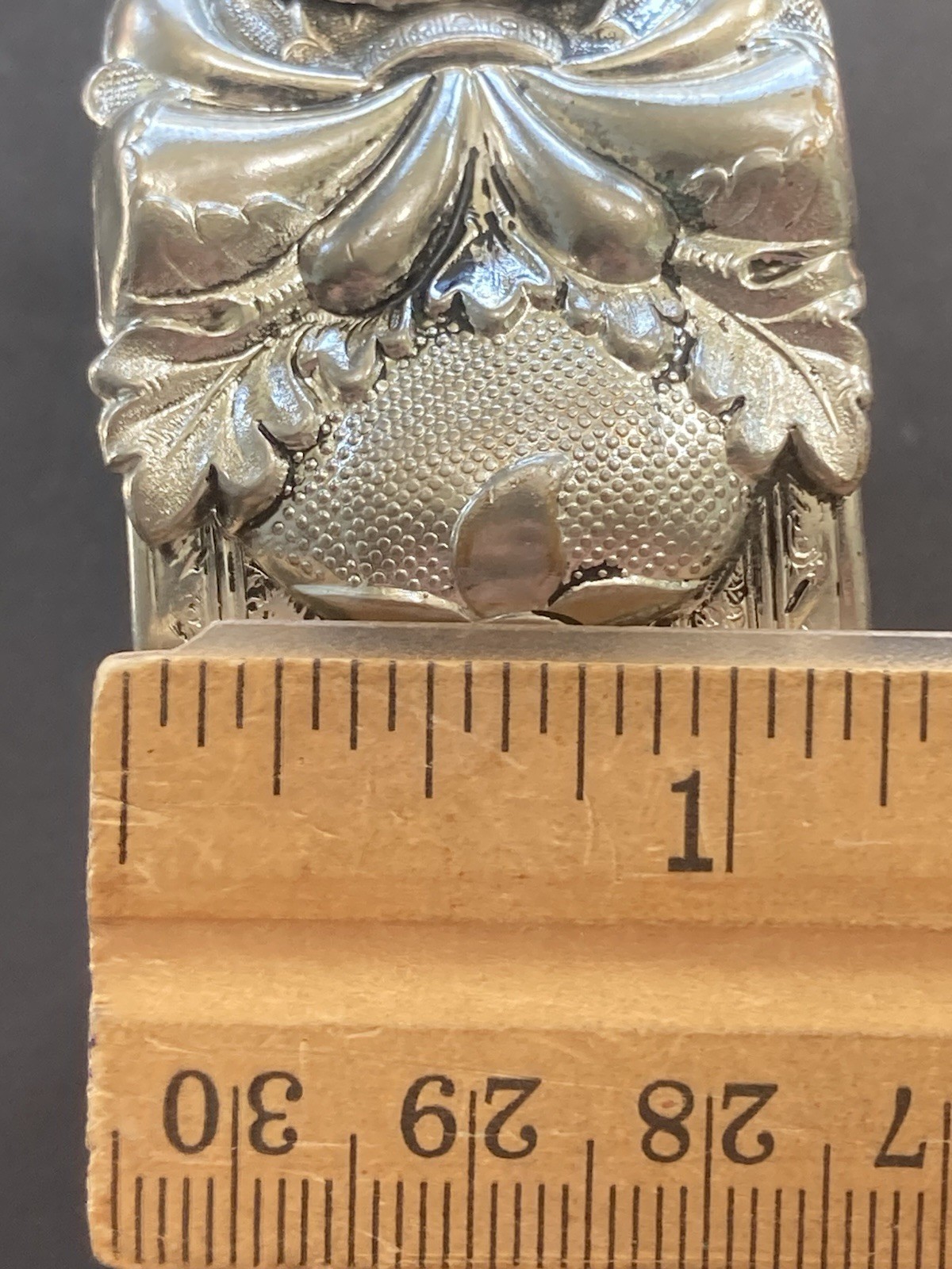 Vintage Chunky Bangle Bracelet Ornate Repousse Hinged Silver Tone 7”