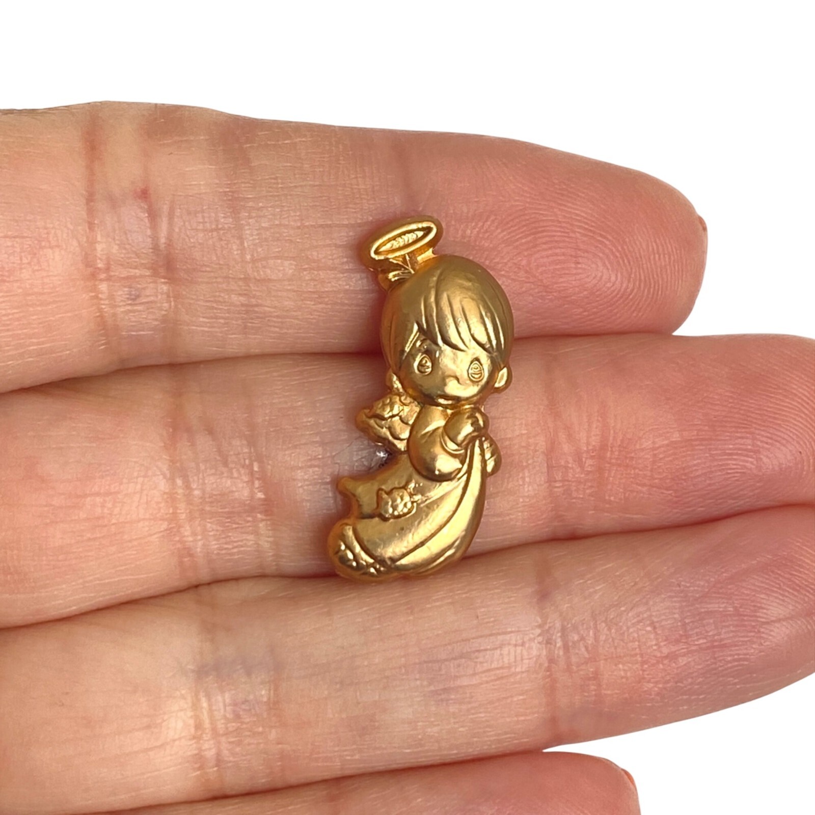 Precious Moments Gold Tone Angel Lapel Pin Brooch With Safety Clasp