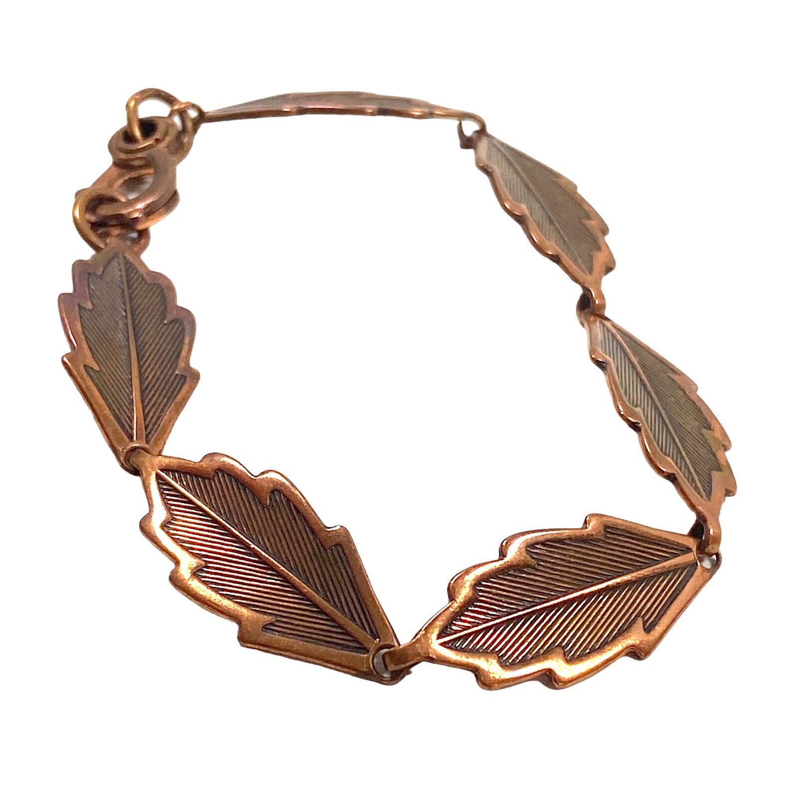 Vintage Copper Bracelet 8” Western Oak Leaf Link Bohemian Indie Cowgirl Gift