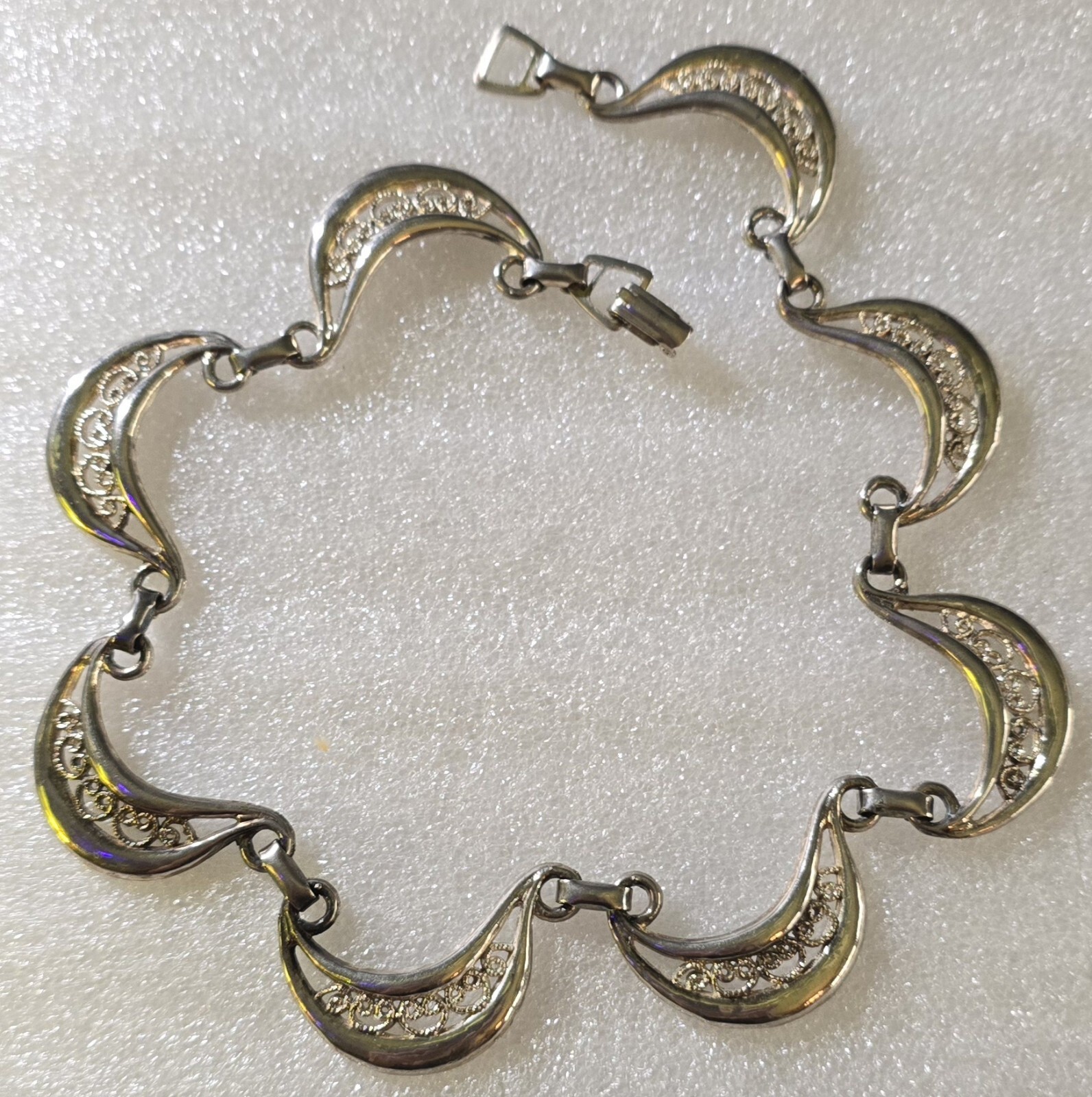 Vintage Etruscan Victorian Revival Curves Openwork Collar Link Necklace