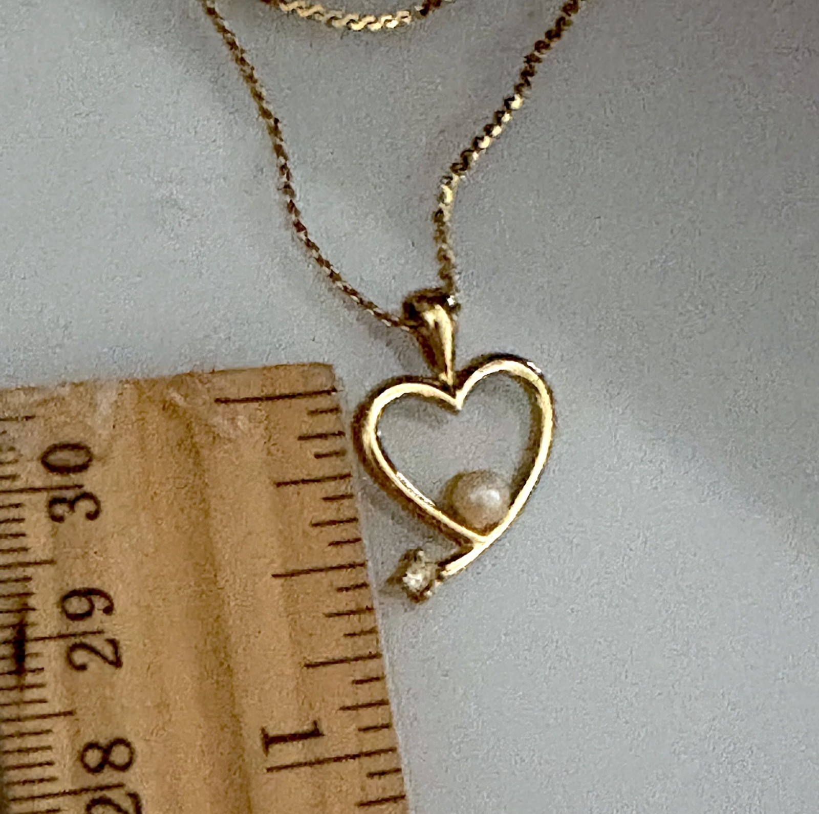 Gold Heart with Faux Pearl Korean 17″ Necklace
