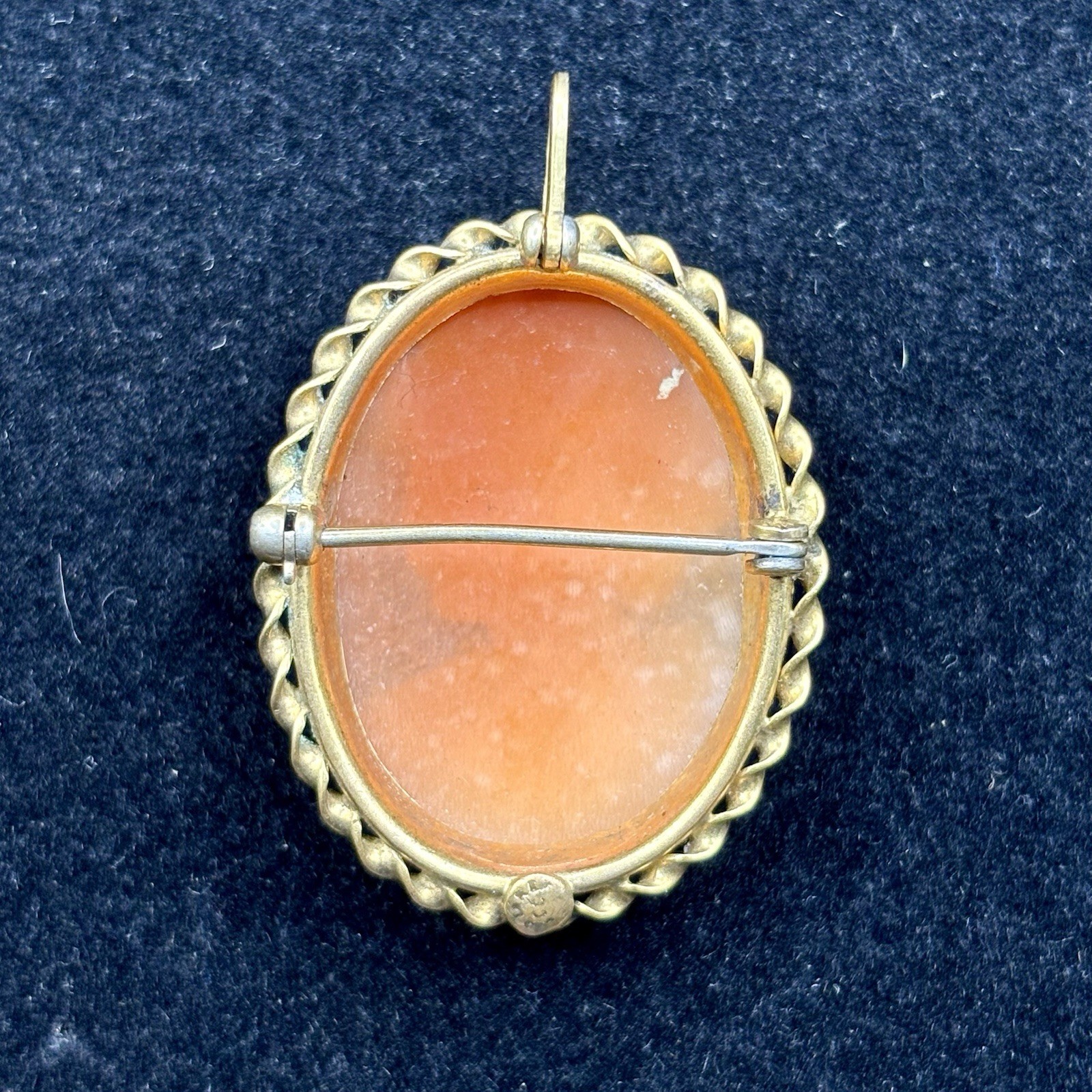 Antique Gold Filled Hand Carved Shell Cameo Portrait Brooch Pendant Pin