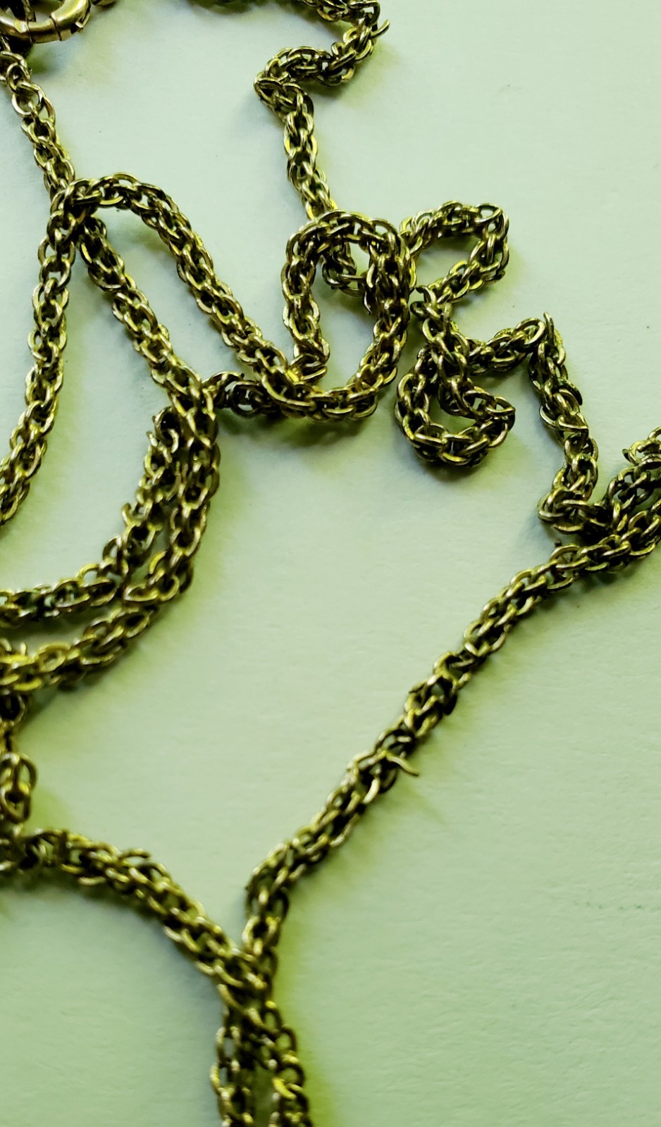 Antique gold tone etched/monogrammed locket pendant necklace stamped F.L.S.