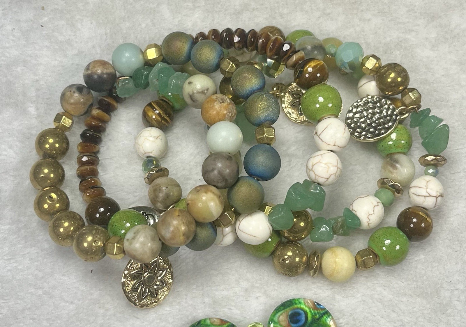 Vintage Costume Jewelry Bracelets (Stretch, Wrap Around, Glass Beads, Stones)