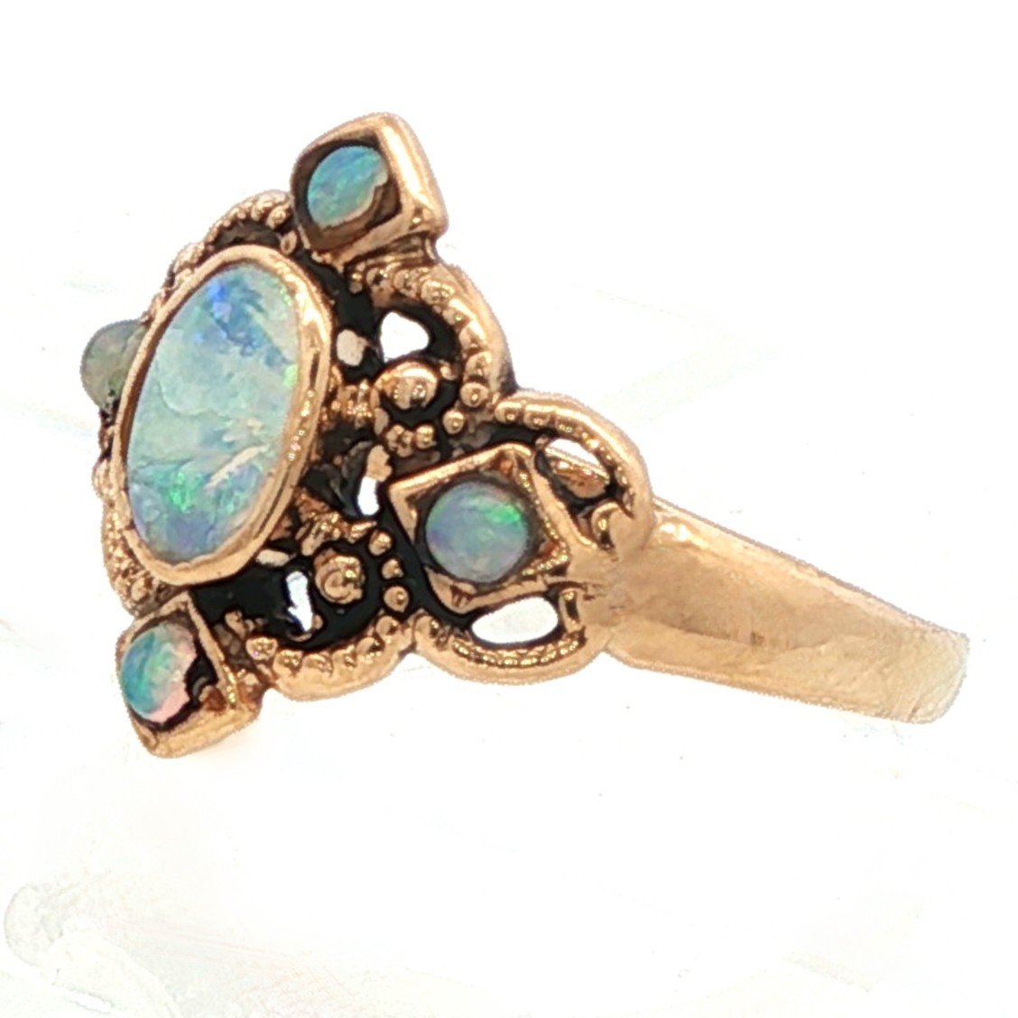 Petite & Very Old Opal Ring in 14K Gold, Size 5 & Just 1.6 Grams