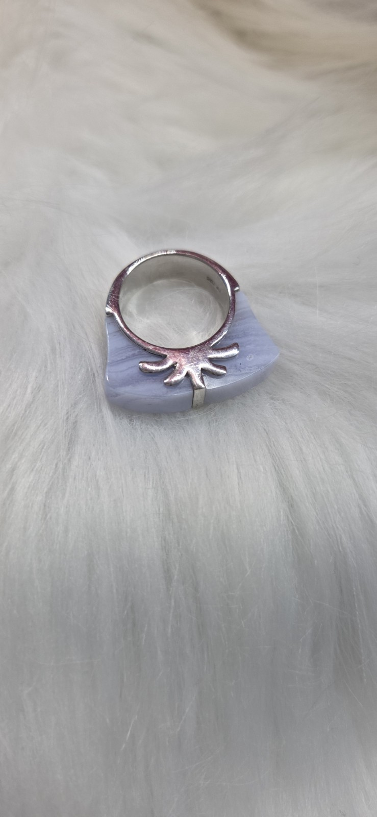 Vintage Silver Palm Style Jade Ring, Size 8