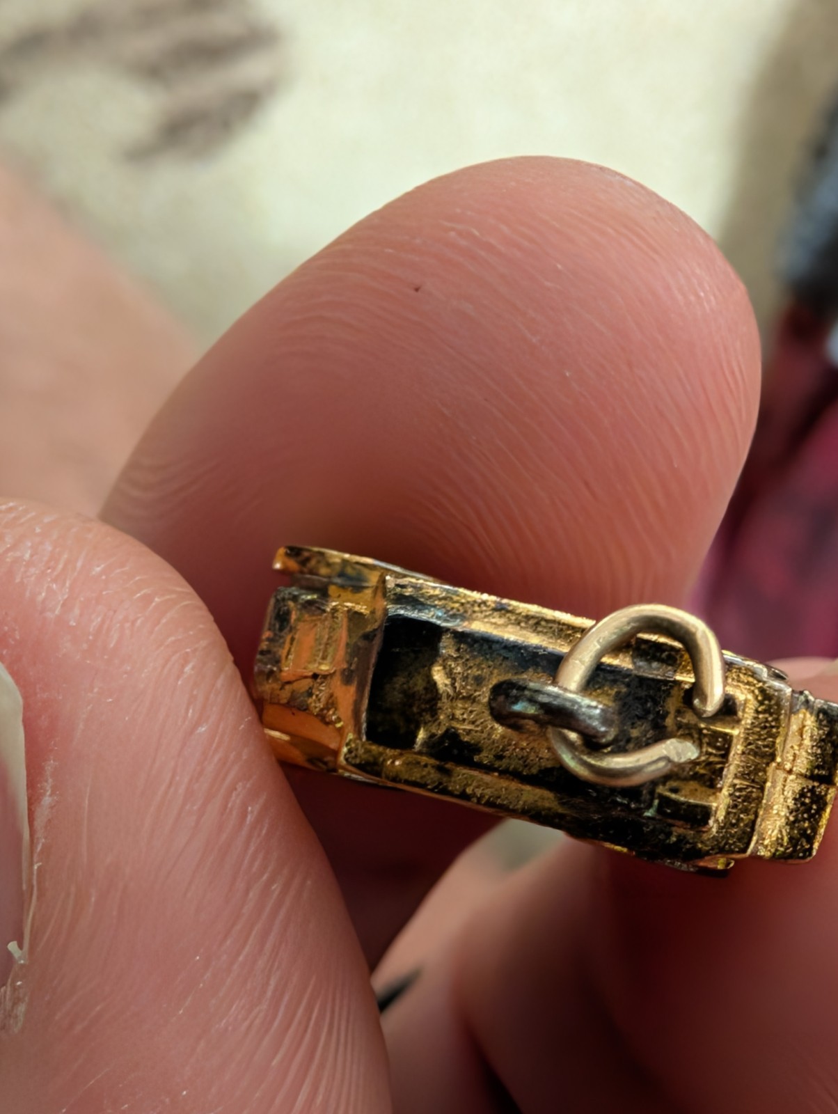 Vintage 3D Stagecoach Charm – Sterling Silver 925 with 14K Gold Wash – 4.88g