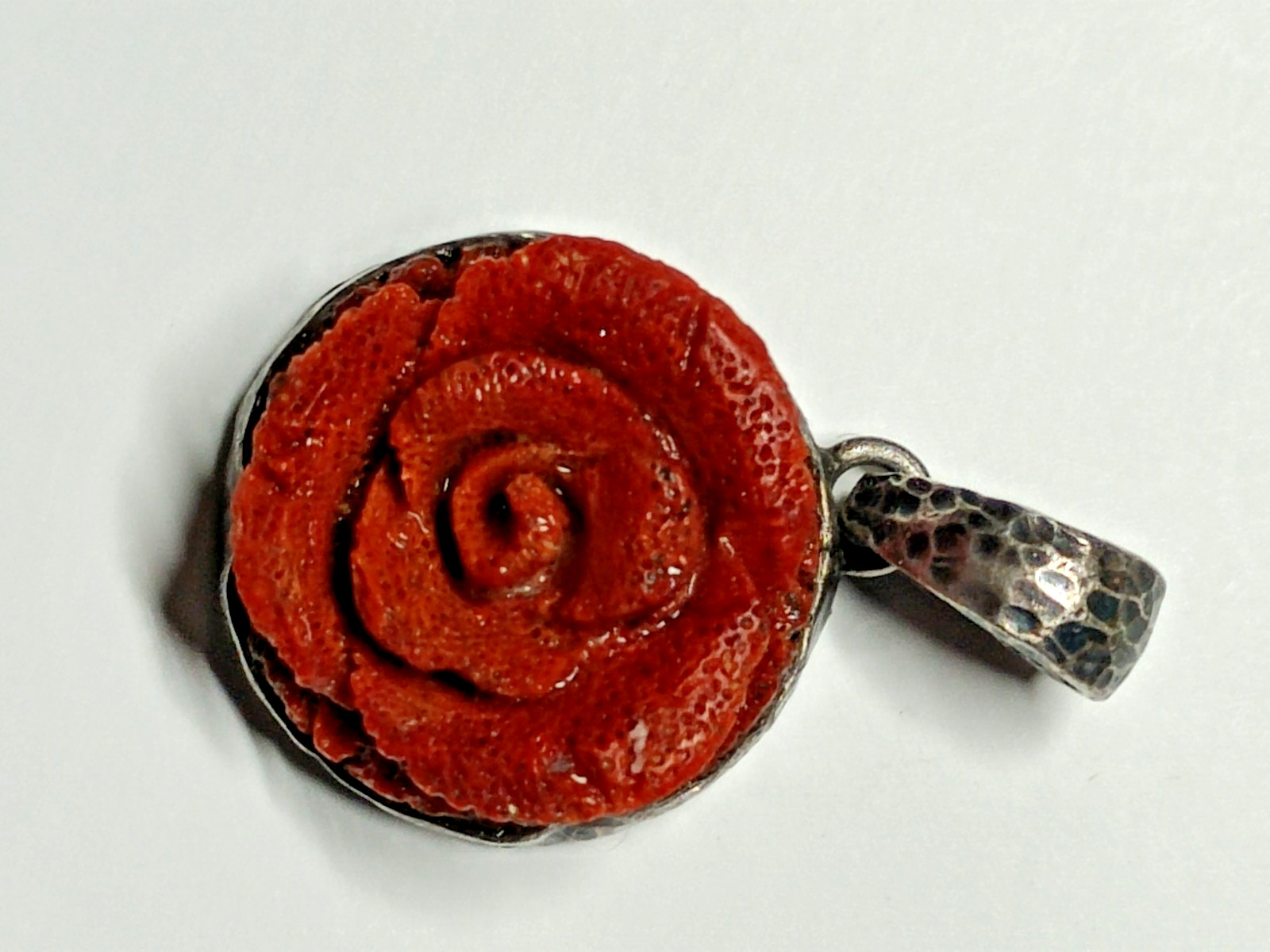 Vintage Claudia Agudelo EXEX 925 Sterling Silver Carved Sponge Coral Pendant