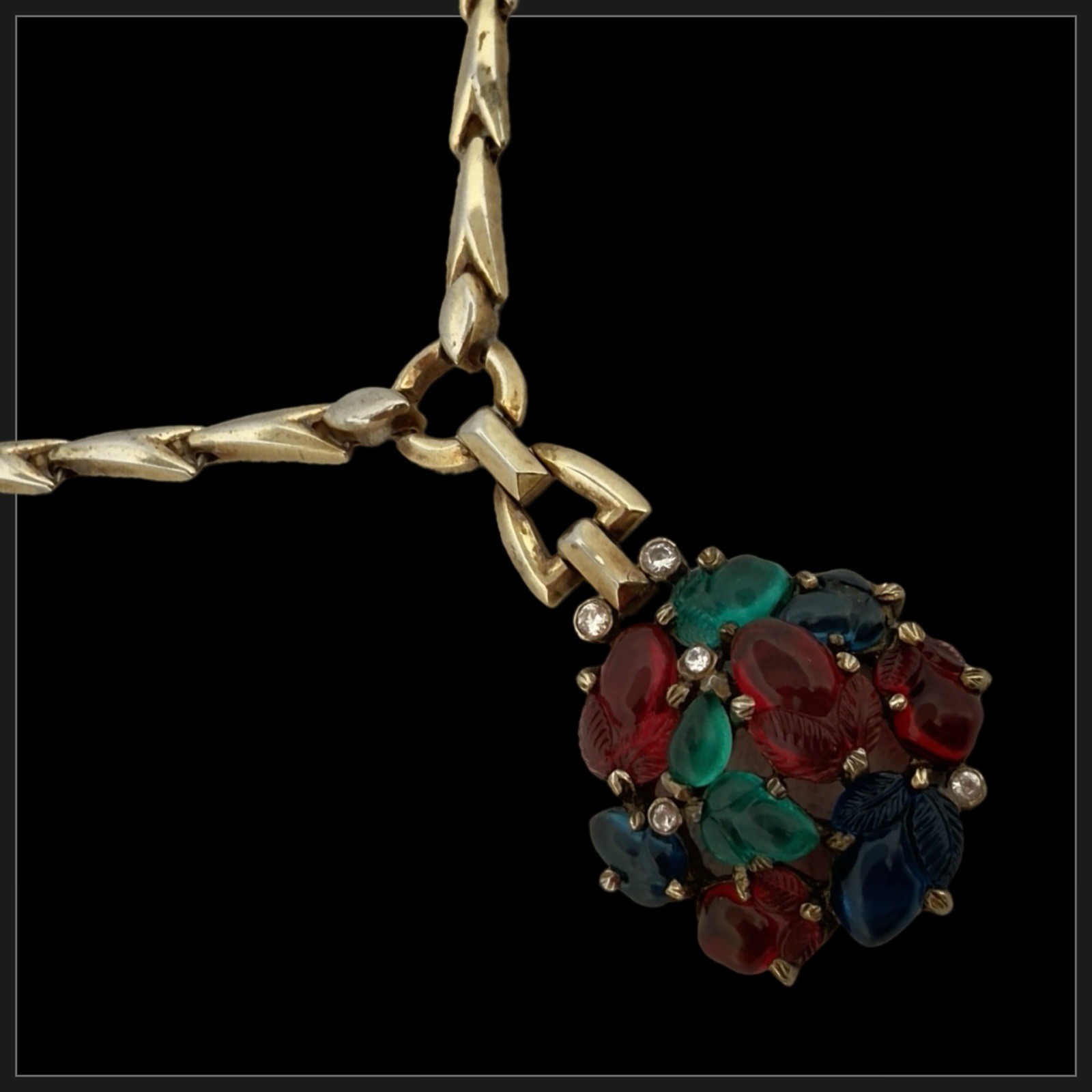 CROWN TRIFARI 🖤 Alfred Philippe 🖤 FRUIT SALAD Molded Glass Necklace STERLING