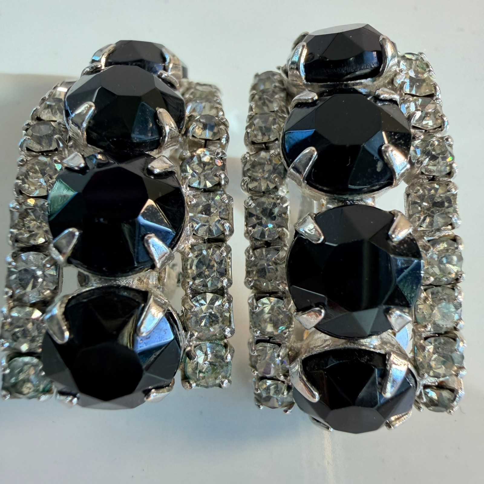 Vintage Kramer Of New York Bracelet Earrings Set Demi Parure Signed Black Clear