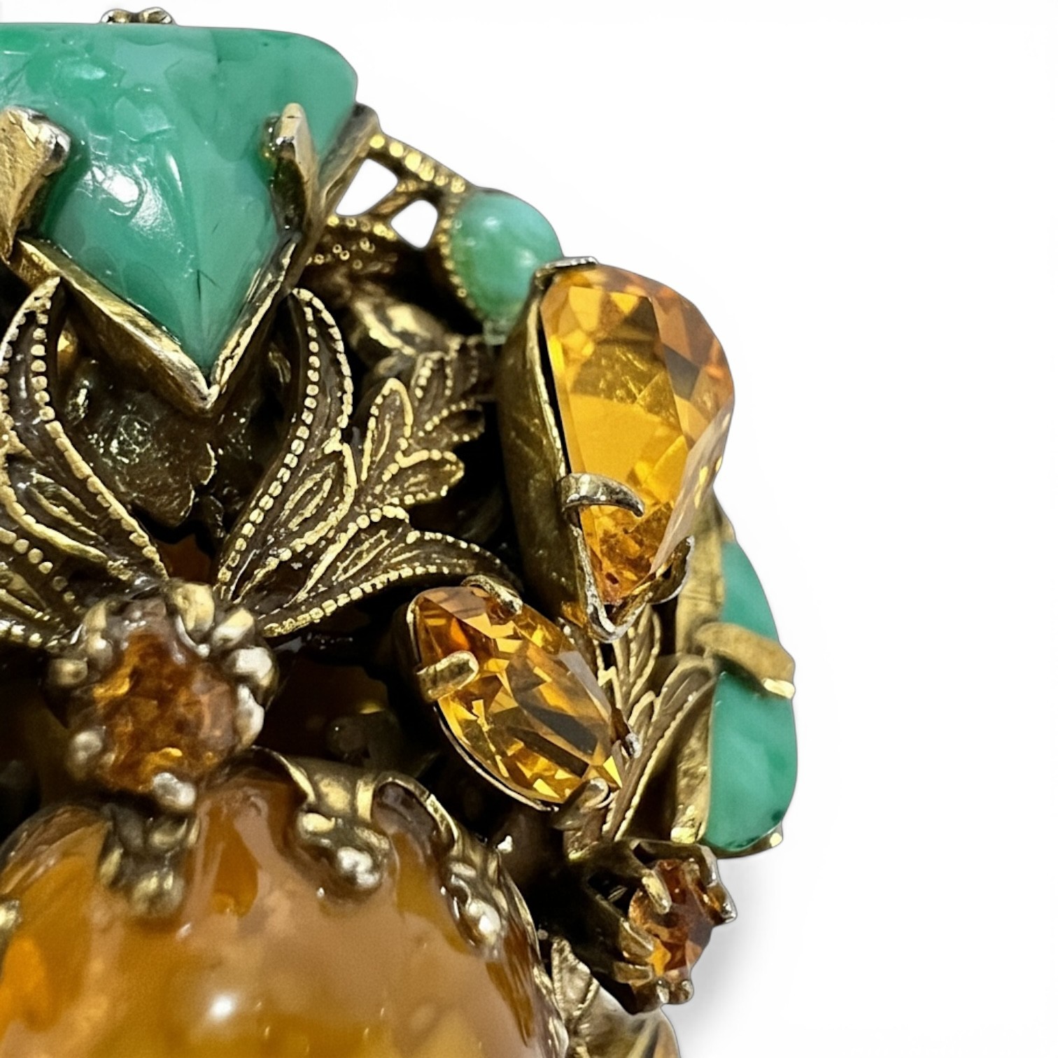 Vintage Art Nouveau Gripoix Poured Glass Citrine Crystal Jewelry Set