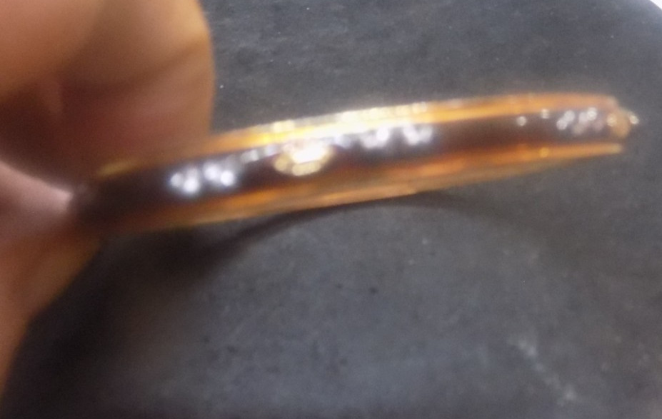Vintage Chinese Redish Brown Gold Tone Bangle Bracelet (533)