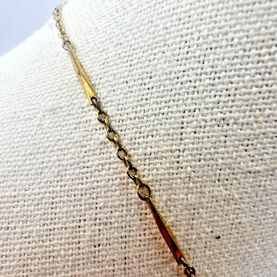 Vintage Monet Gold Tone Bar Link Chain Necklace 15” Signed Layer Miniamalist