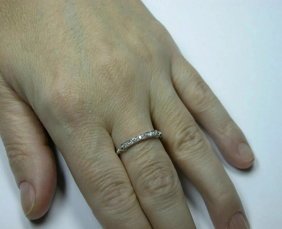 Art Deco Style Lab Created Diamond Anniversary Engagement 14K White Gold FN Ring