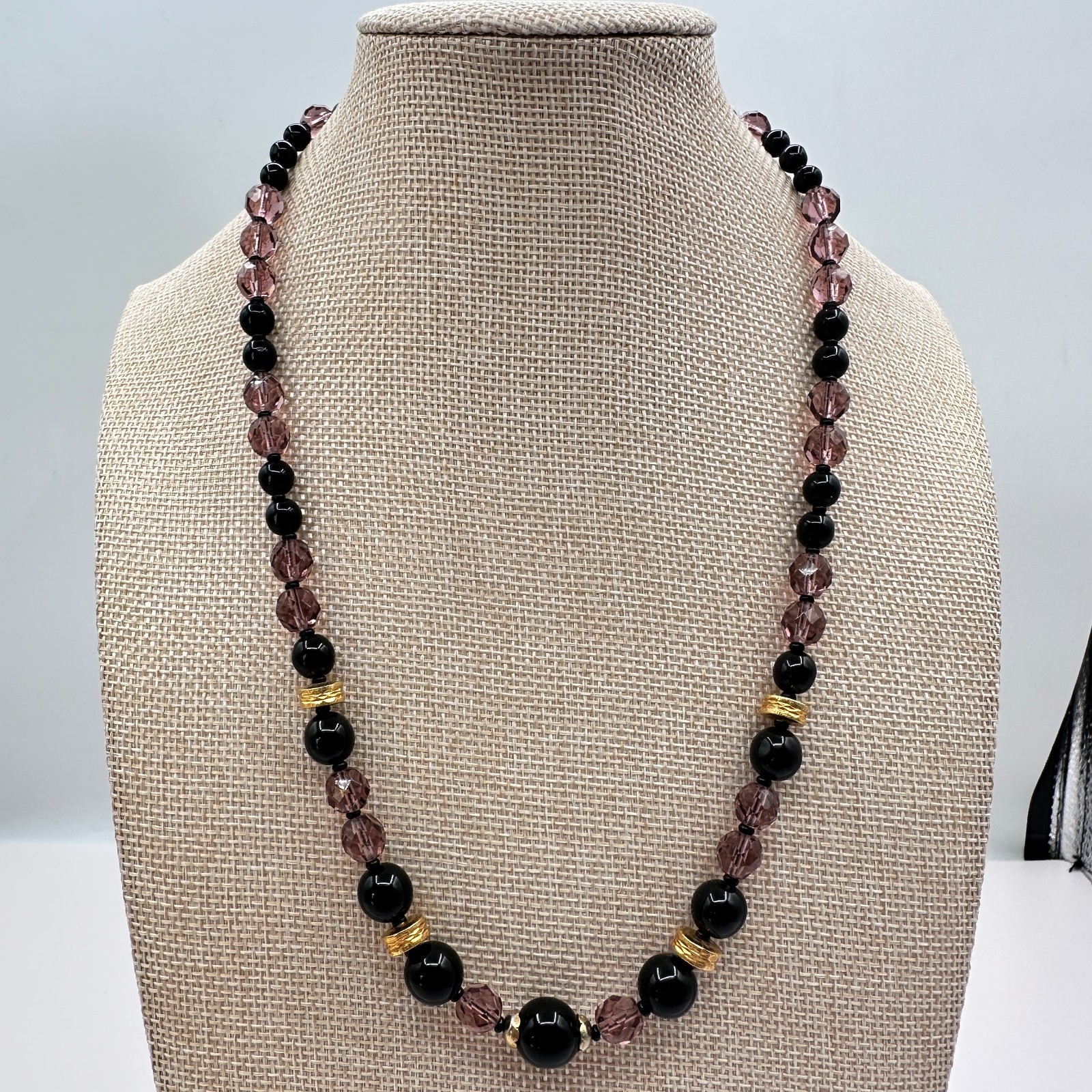 Vintage 90s Gold Tone Beaded Statement Necklace Boho Women’s Classic Jewelry