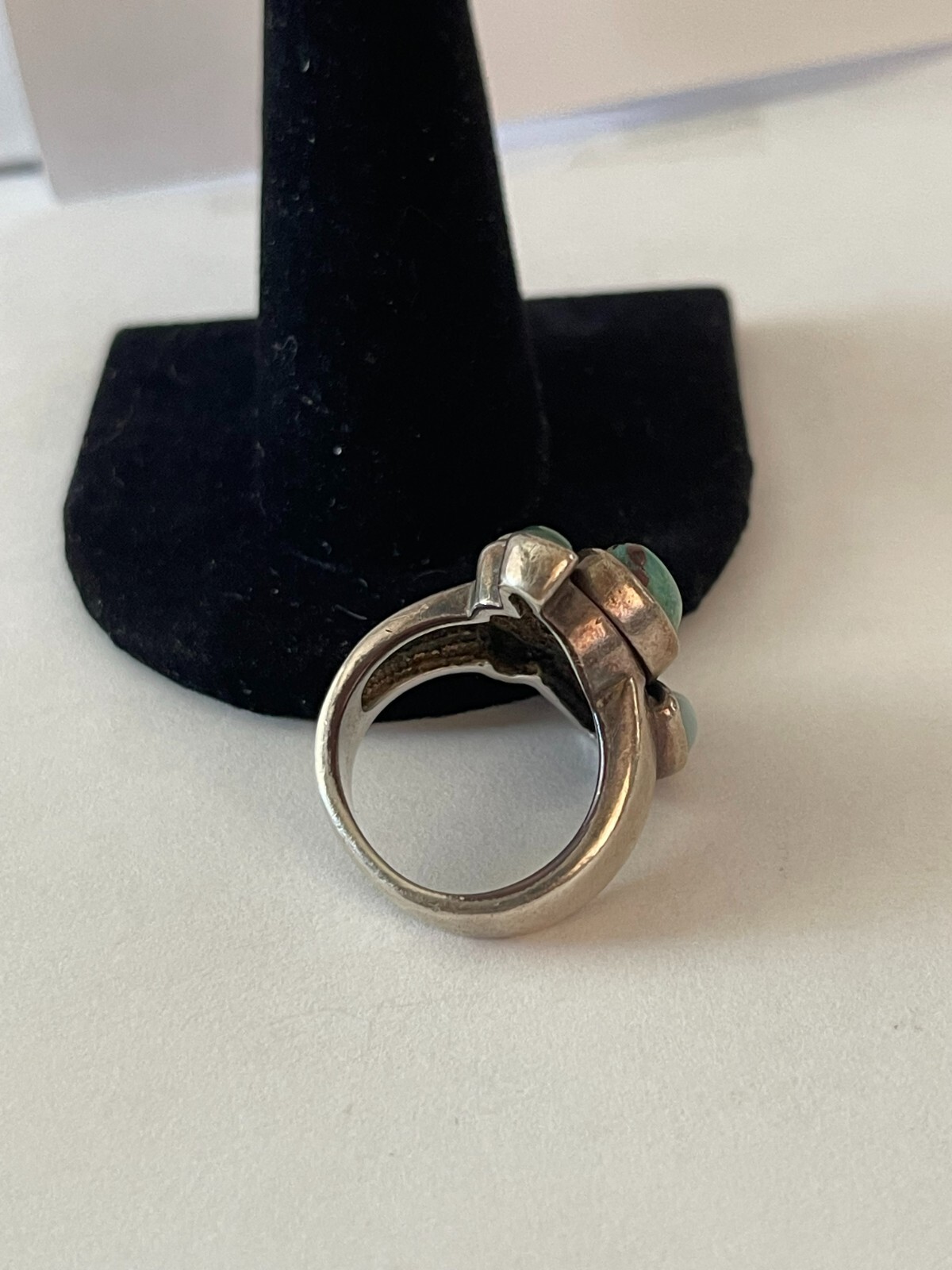 Vintage Modern Sterling Silver Turquoise Multi Stone Ring Size 7.25 (12gr) NICE!