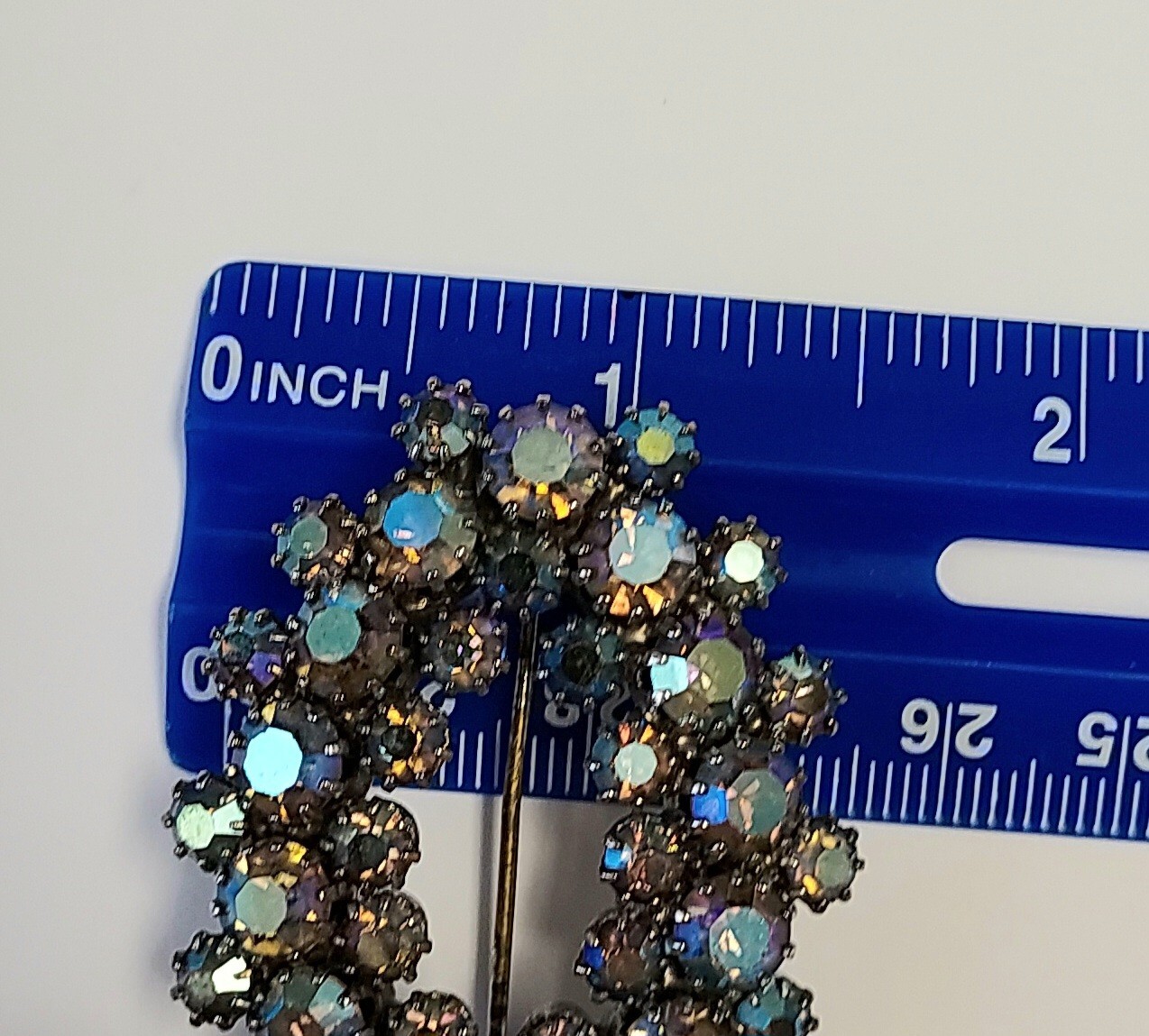 Vintage Aurora Borealis Rhinestone Brooch Pin AB Glass Cluster Prong Set