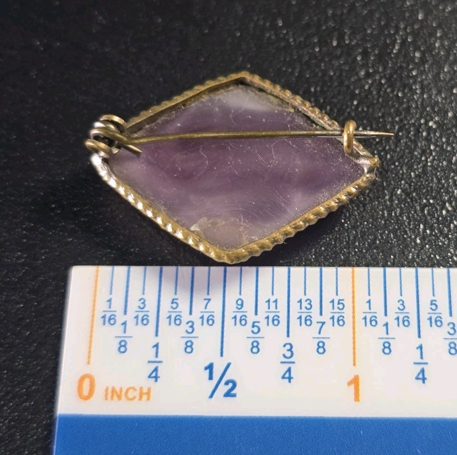 Antique Art Deco Czech Glass Brass Brooch