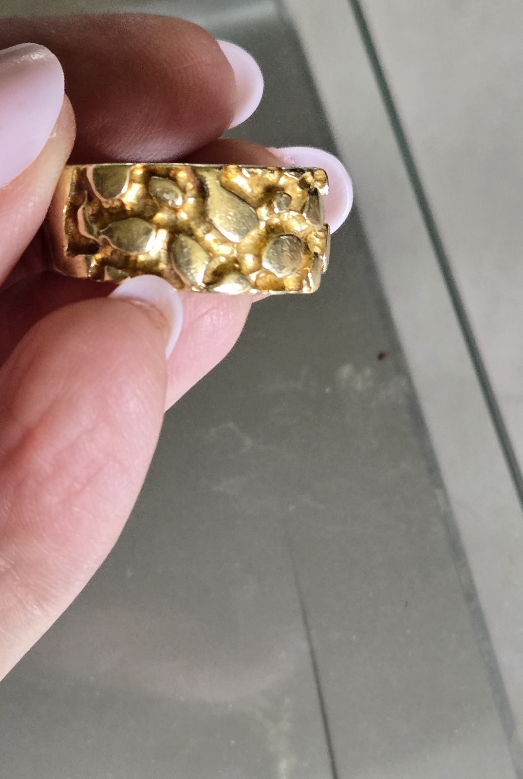 SOLID 14K 10 grm GOLD Nugget 1 cm Wide Band Mens Vintage