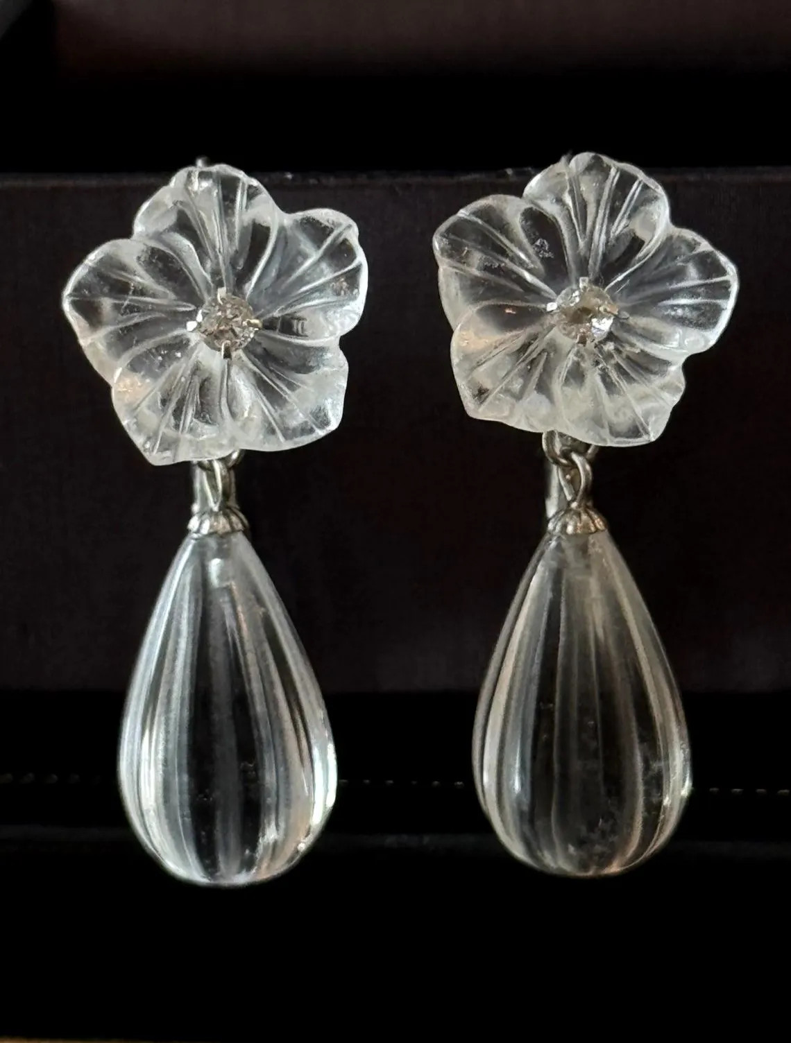 Rock crystal earrings 925 sterling silver artisan earrings