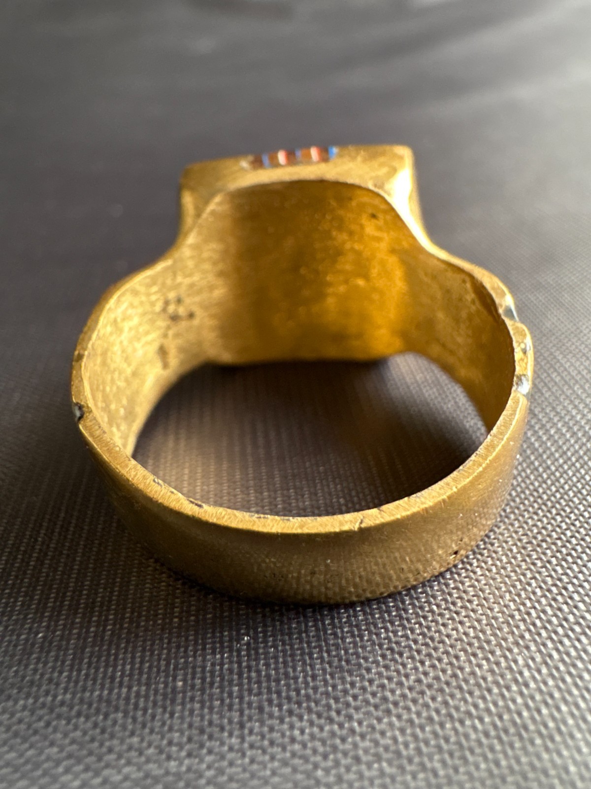Vintage Moroccan Tuareg Brass Ring Large Berber Sahara Handmade Ring Size 12 US