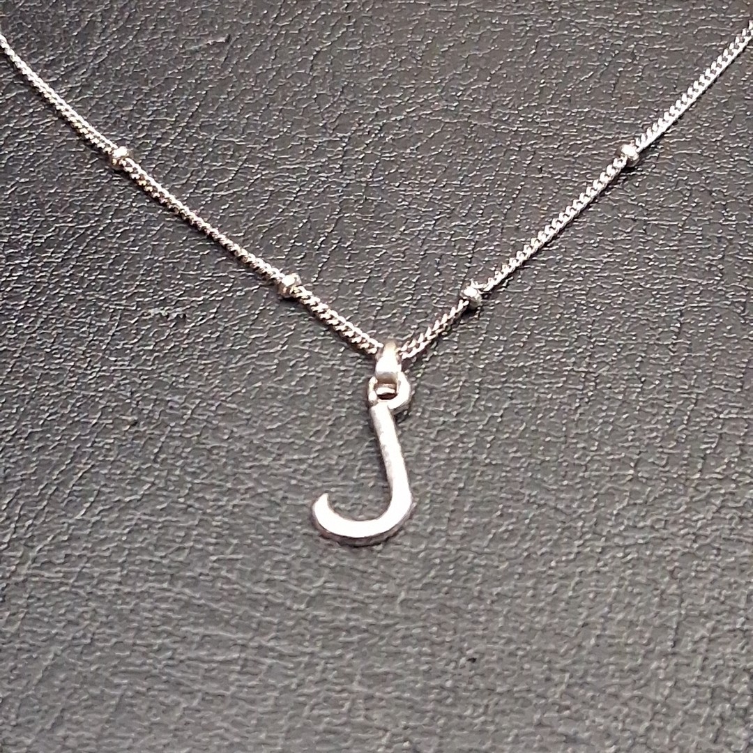 STERLING FOREVER 925 Station Chain Necklace Whit Letter “J” Pendent. 17.192