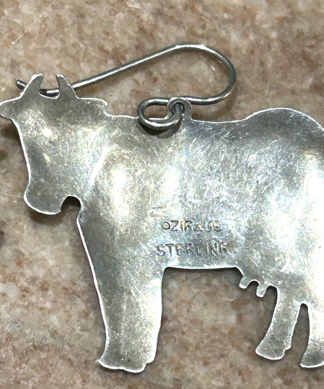 Vintage Sterling Silver Dairy Cow Earrings Signed Zirkus 1.25”x1.25”