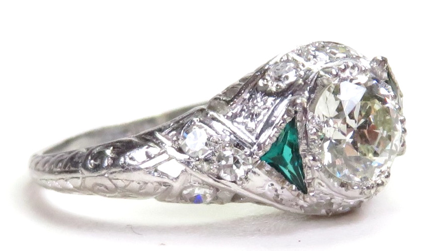 Antique Art Deco 1920’s Diamond Engagement Ring Plat Pall Ring Size 5.5 UK-K1/2
